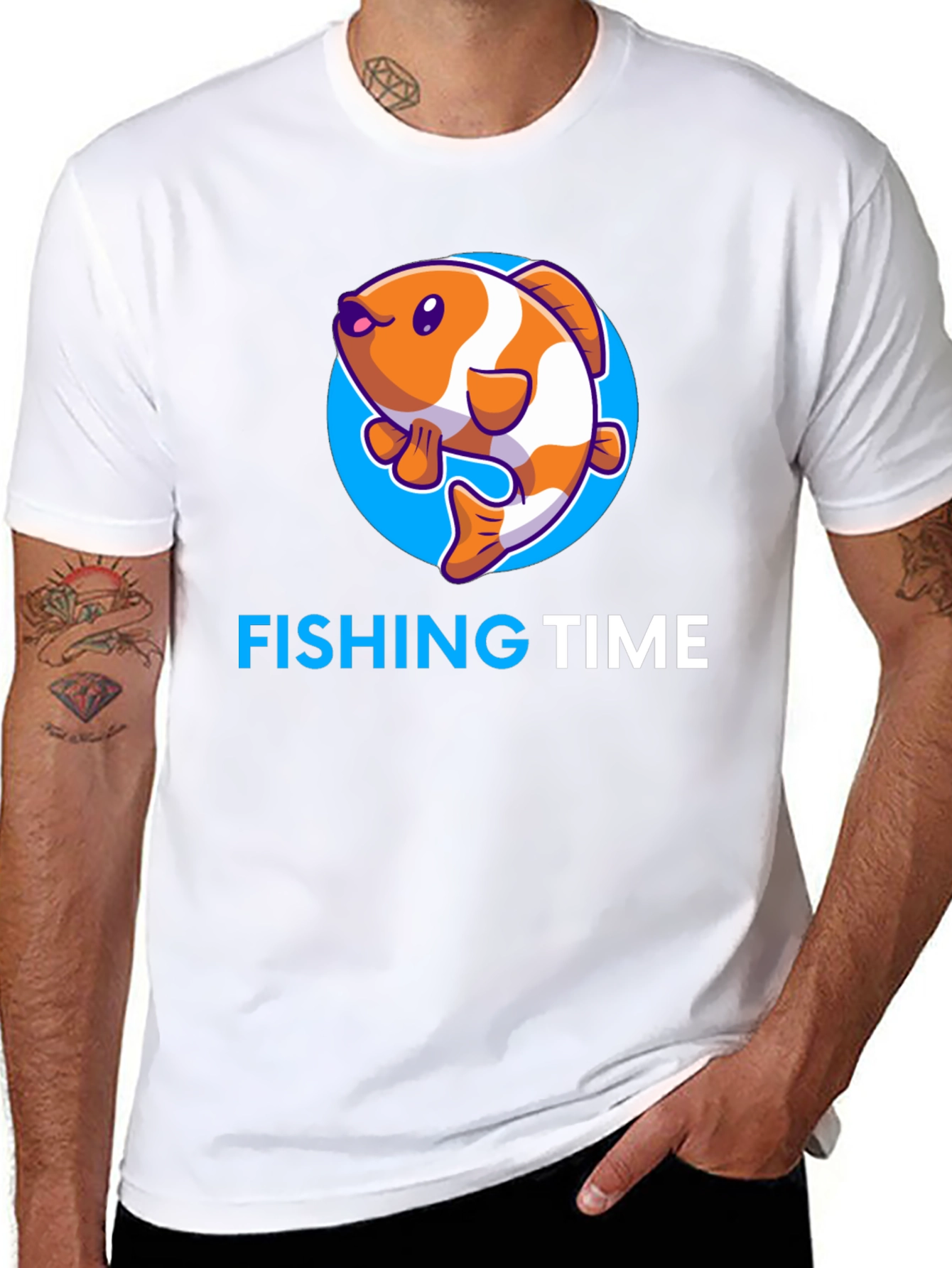Black Fishing Time Graphic Tee - Black Cotton Shirt view 8