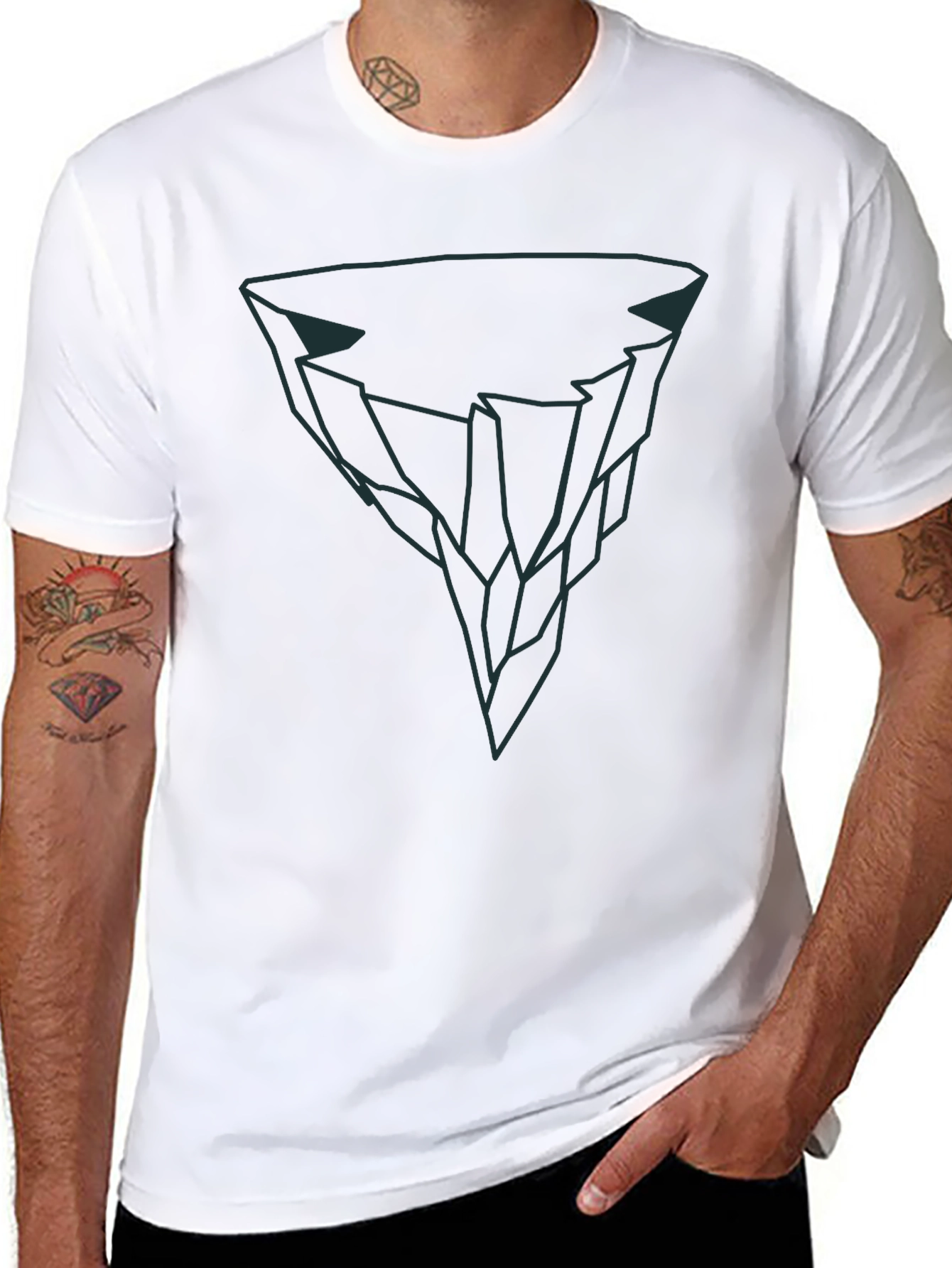 Black Geometric Iceberg Graphic Tee - Modern Black T-Shirt view 8