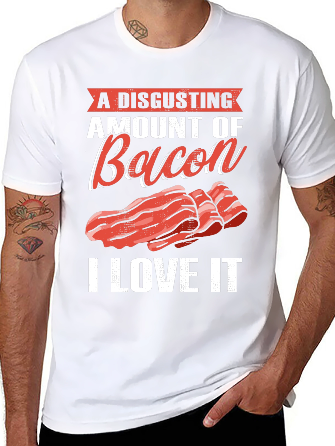 Black Disgusting Amount of Bacon T-Shirt view 8