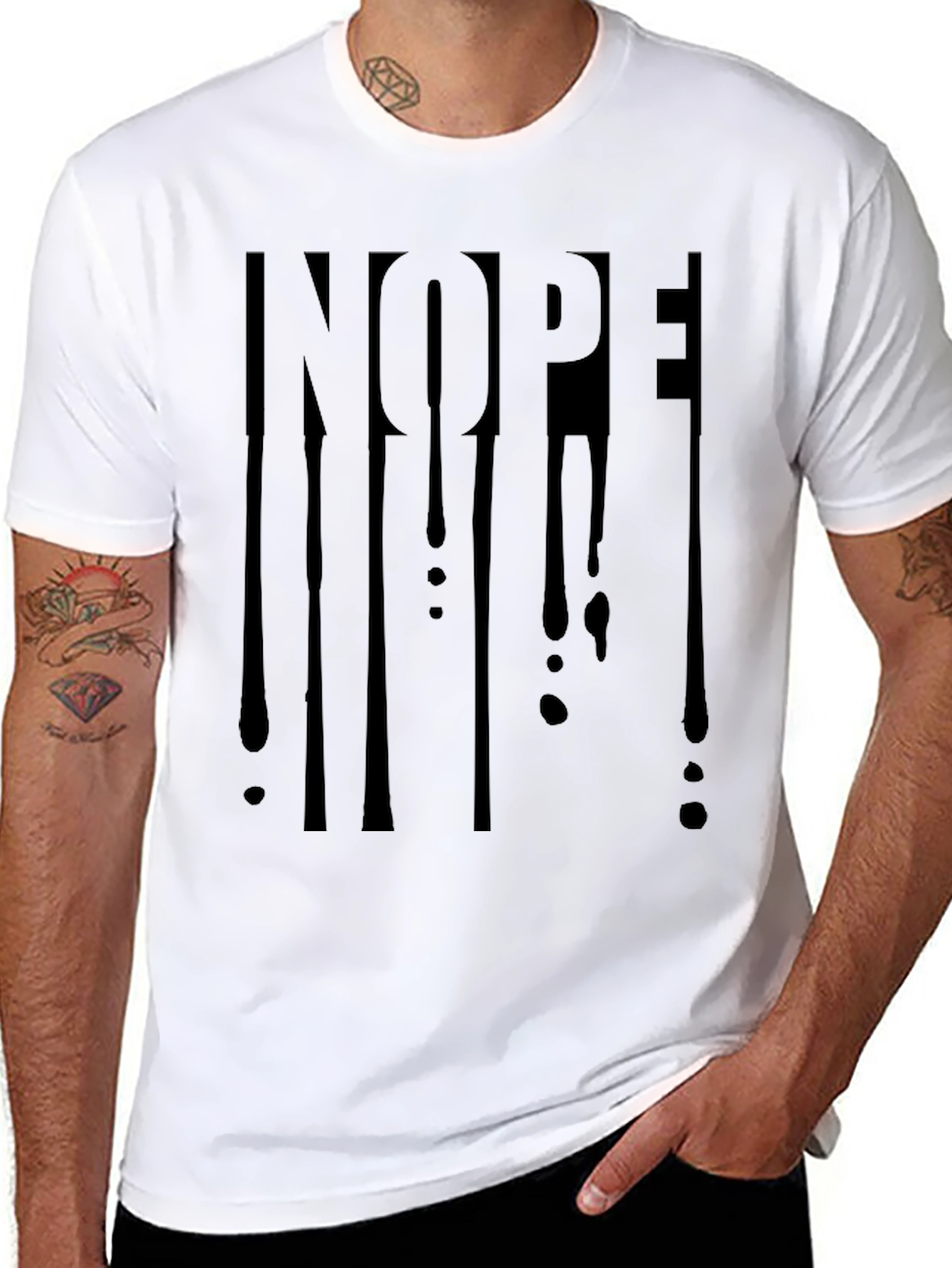 Black Men's Black "Nope!" Graphic Print T-Shirt view 8