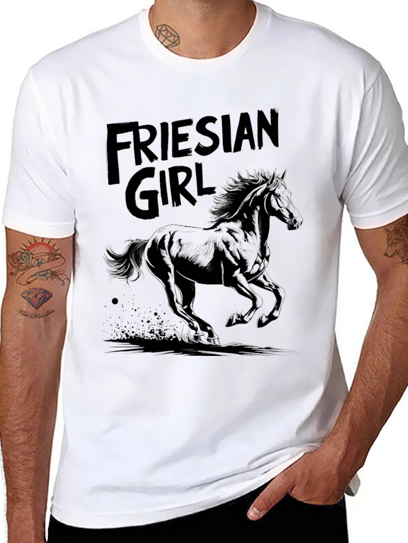 Black Friesian Girl Graphic Tee view 8