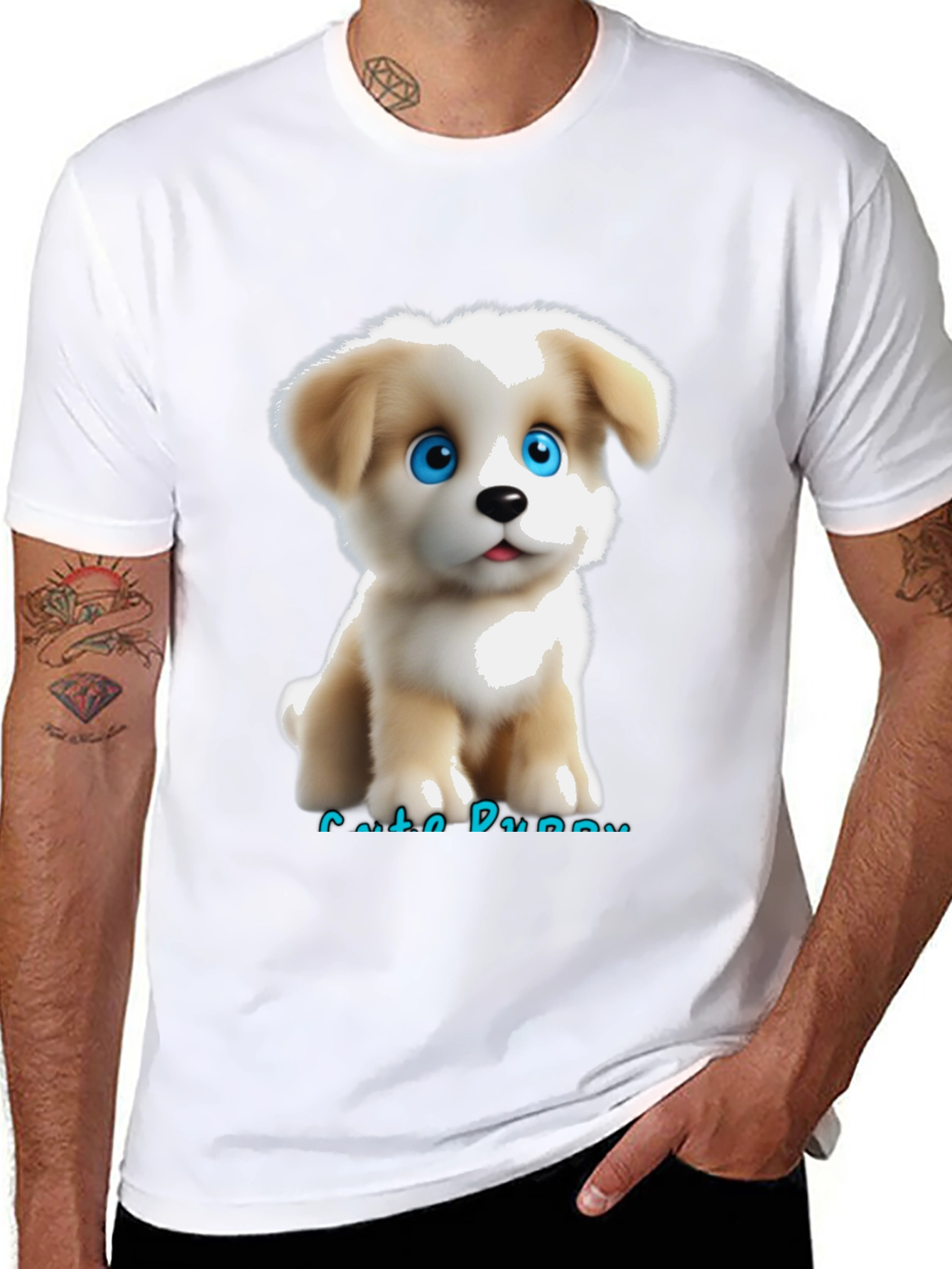 Black Cute Puppy Graphic T-Shirt view 8
