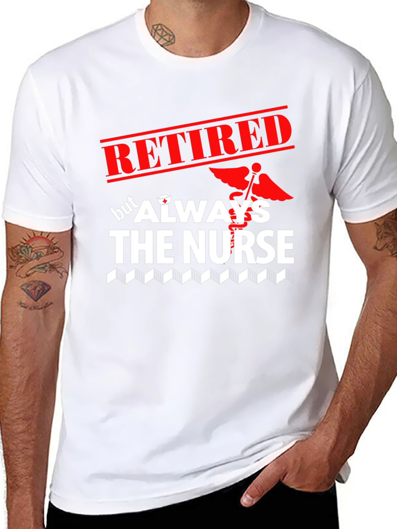 Black Retired Nurse T-Shirt - Always The Nurse view 8