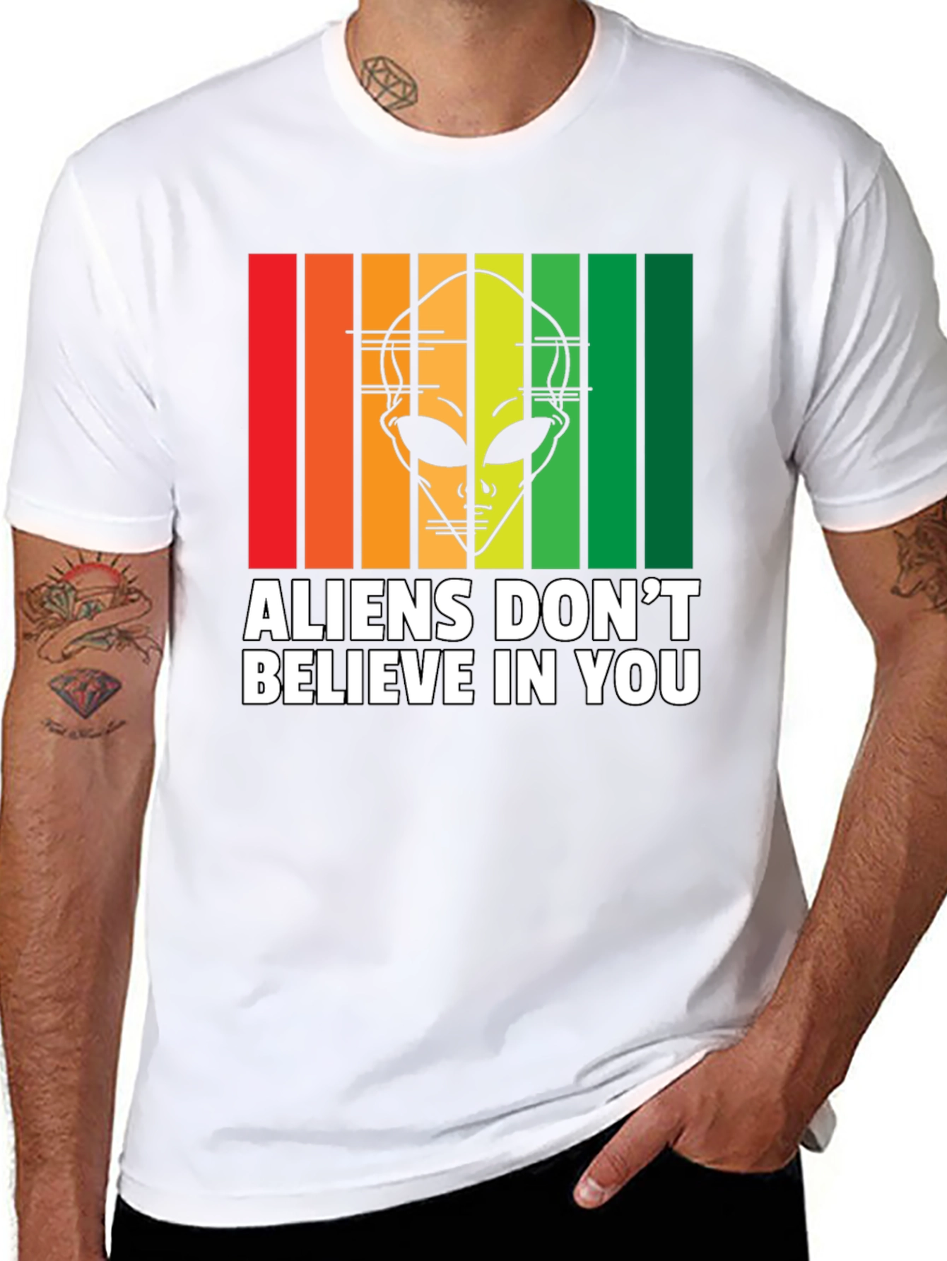 Black Aliens Don't Believe in You T-Shirt view 8