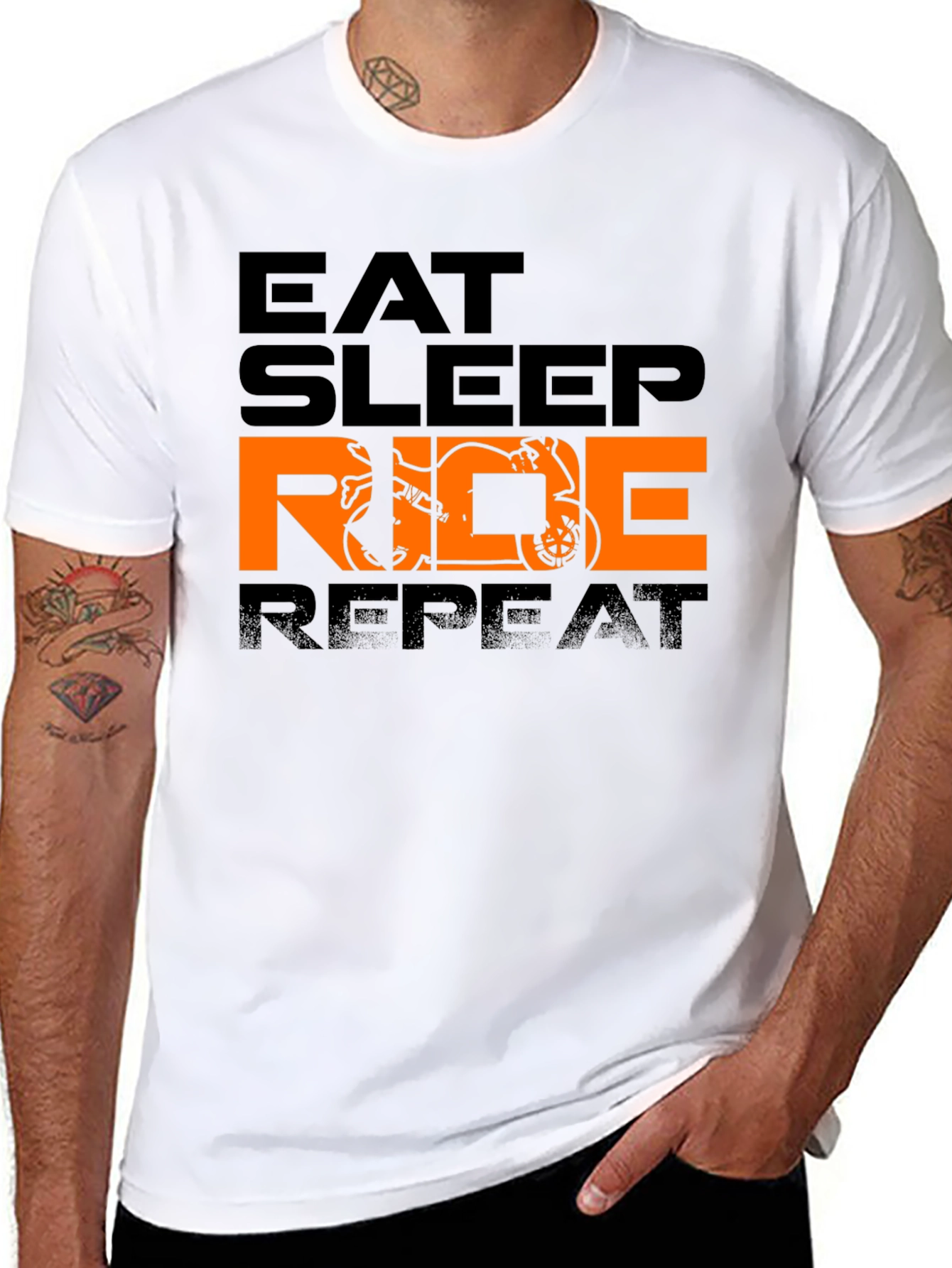 Black Eat Sleep Ride Repeat Graphic Tee view 8