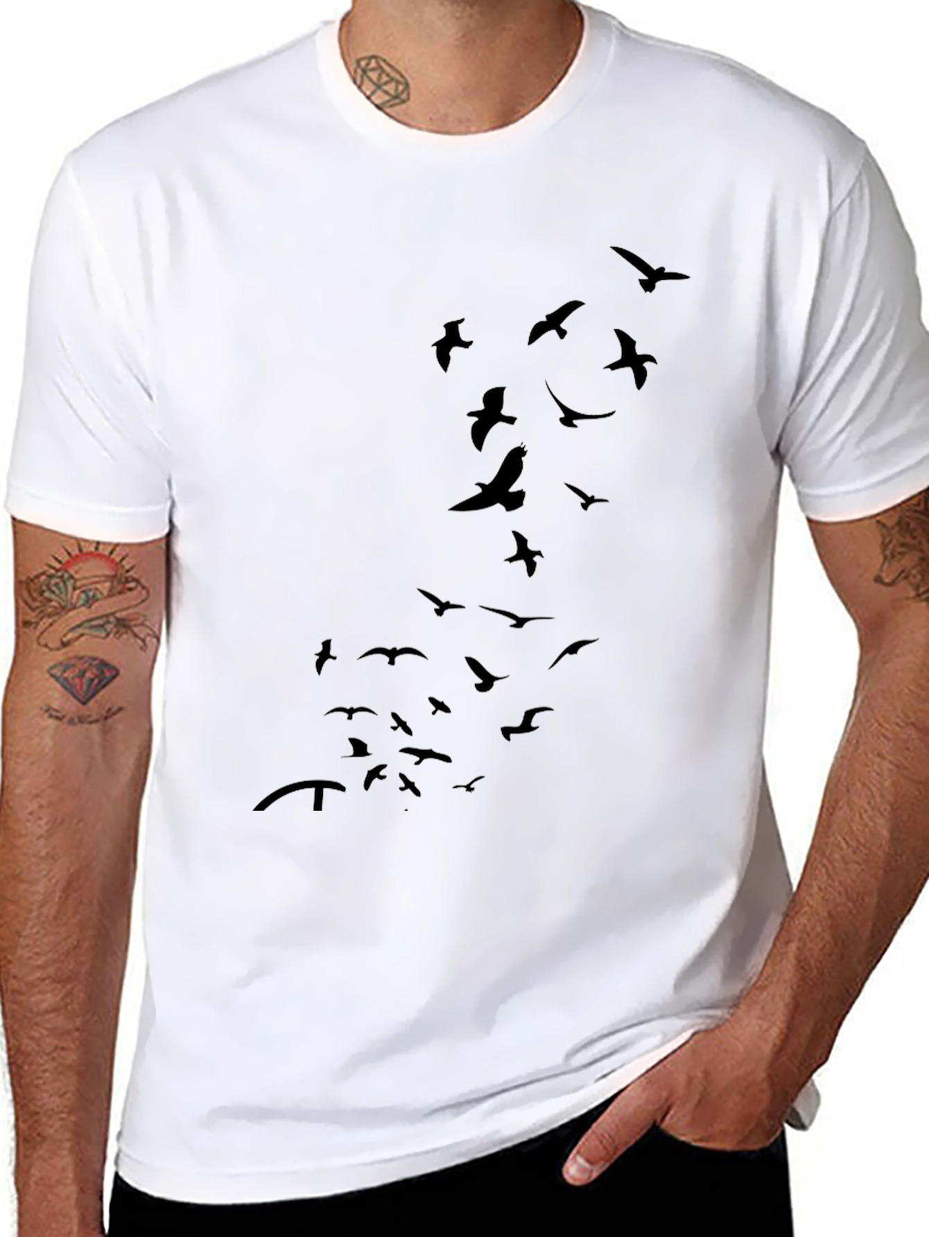 Black Black T-Shirt with Flying Bird Graphic view 8