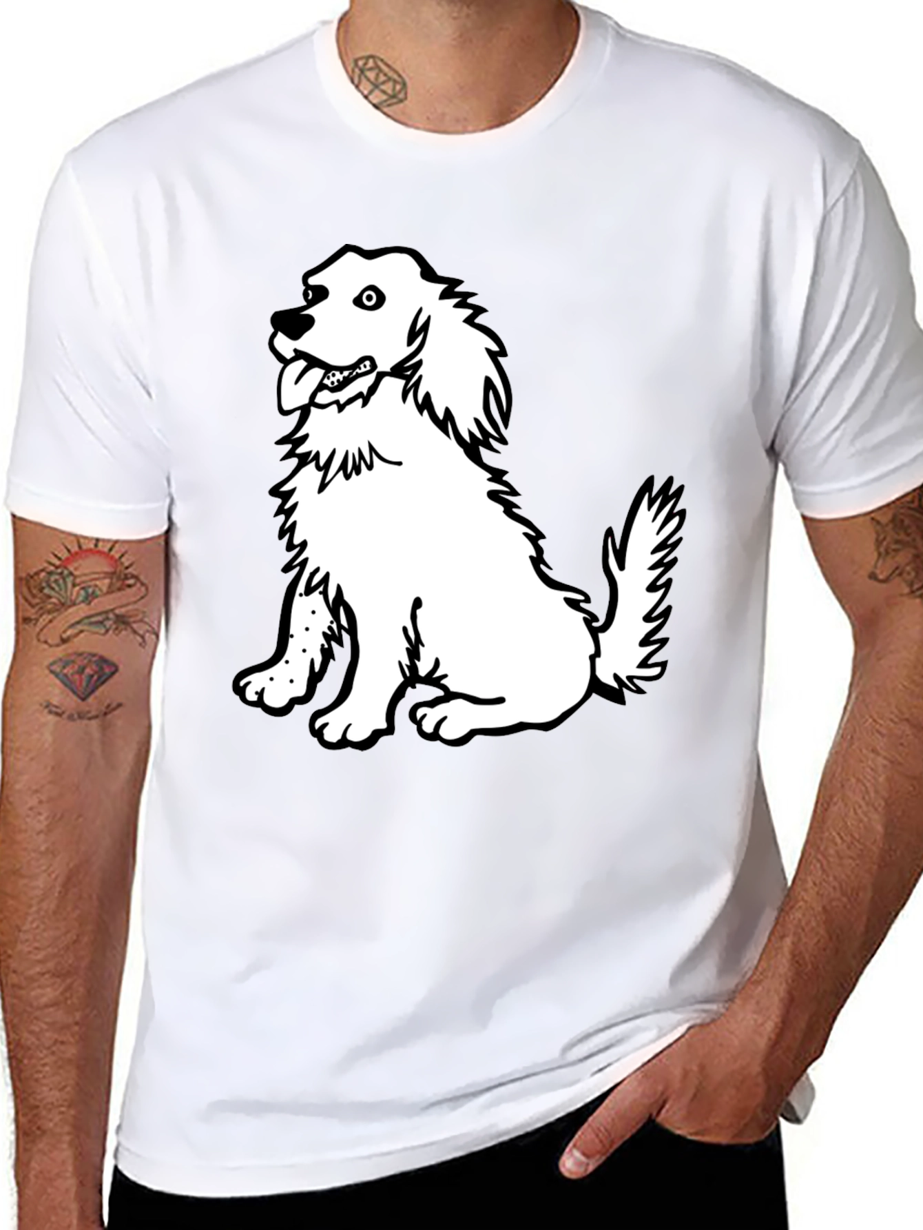 Black Dog Graphic Tee - Black Cotton Casual Shirt view 8