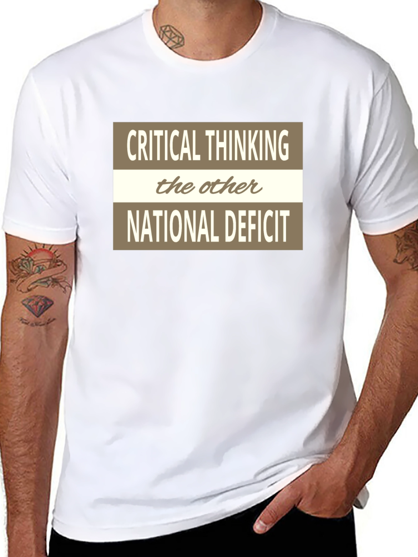 Black Critical Thinking National Deficit Graphic Tee view 8