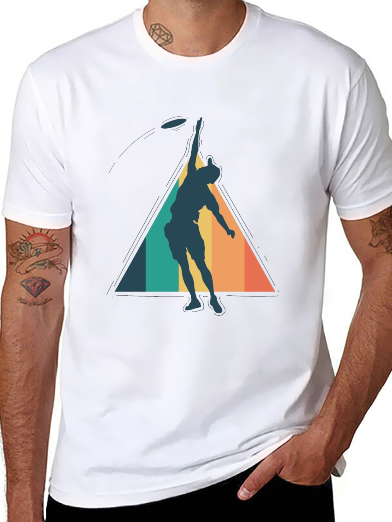 Black Retro Ultimate Frisbee Player Graphic Tee view 8