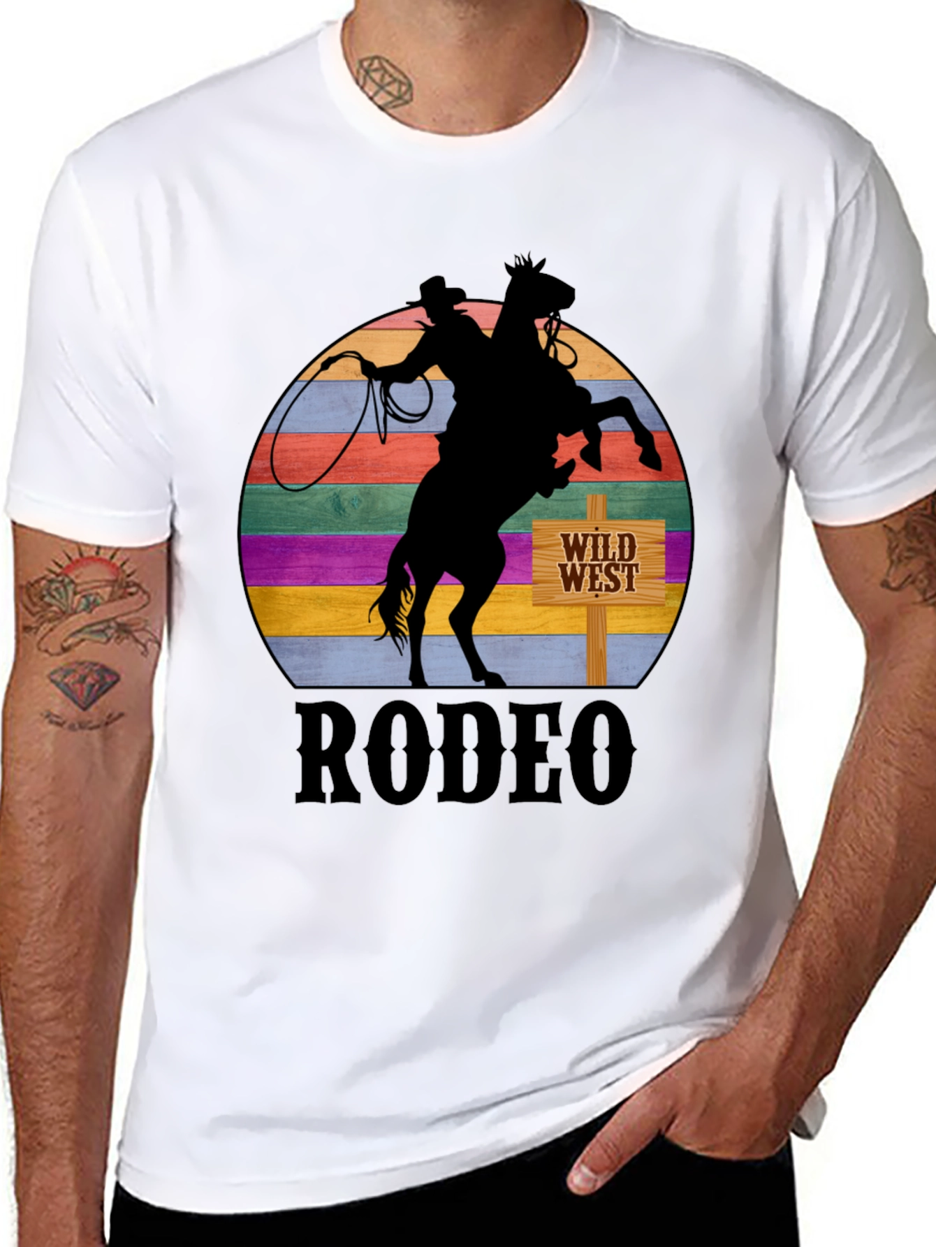 Wild West Rodeo T-Shirt - Cowboy Horse Graphic Tee - 8