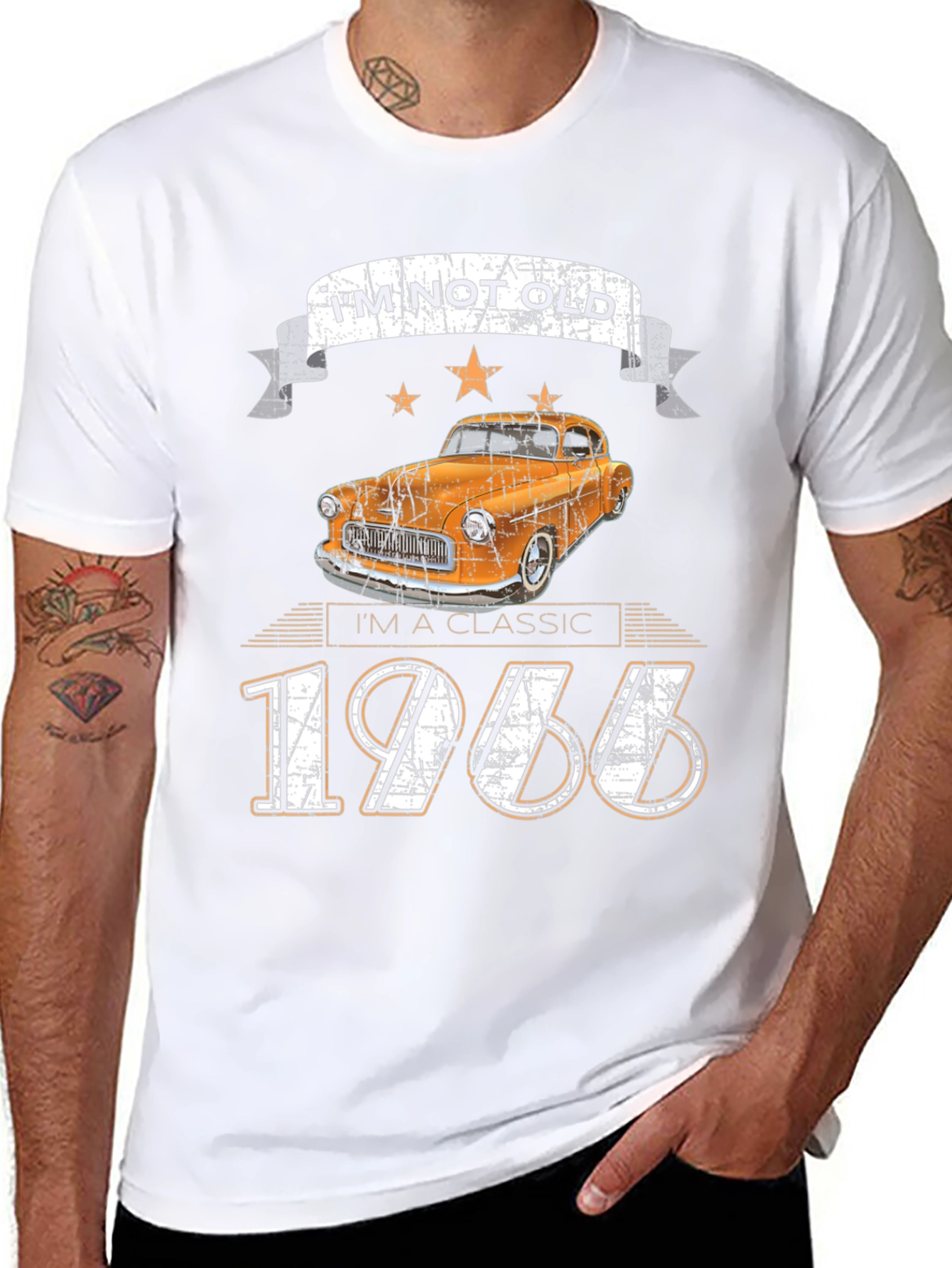 Black Classic 1966 Car T-Shirt view 8