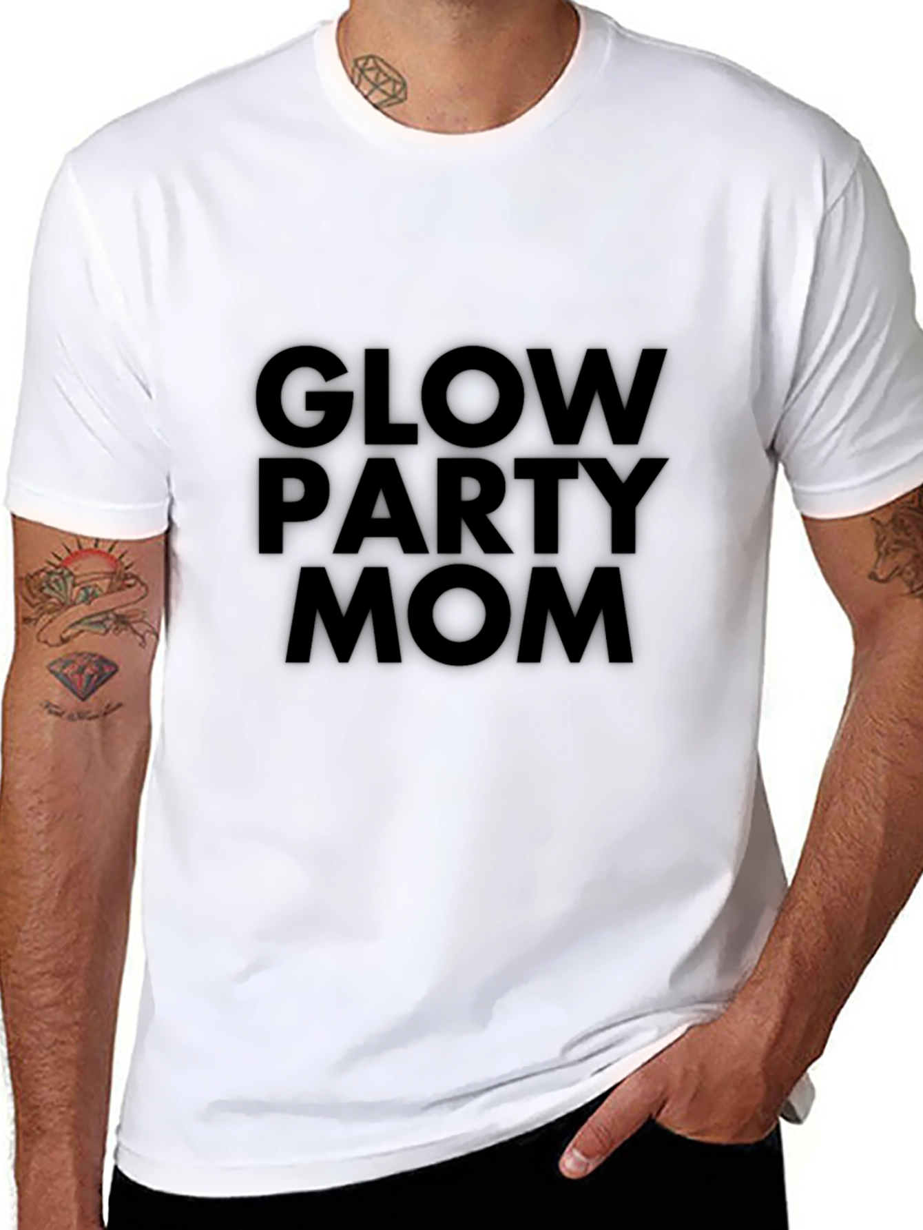 Black Glow Party Mom T-Shirt - Black Graphic Tee view 8
