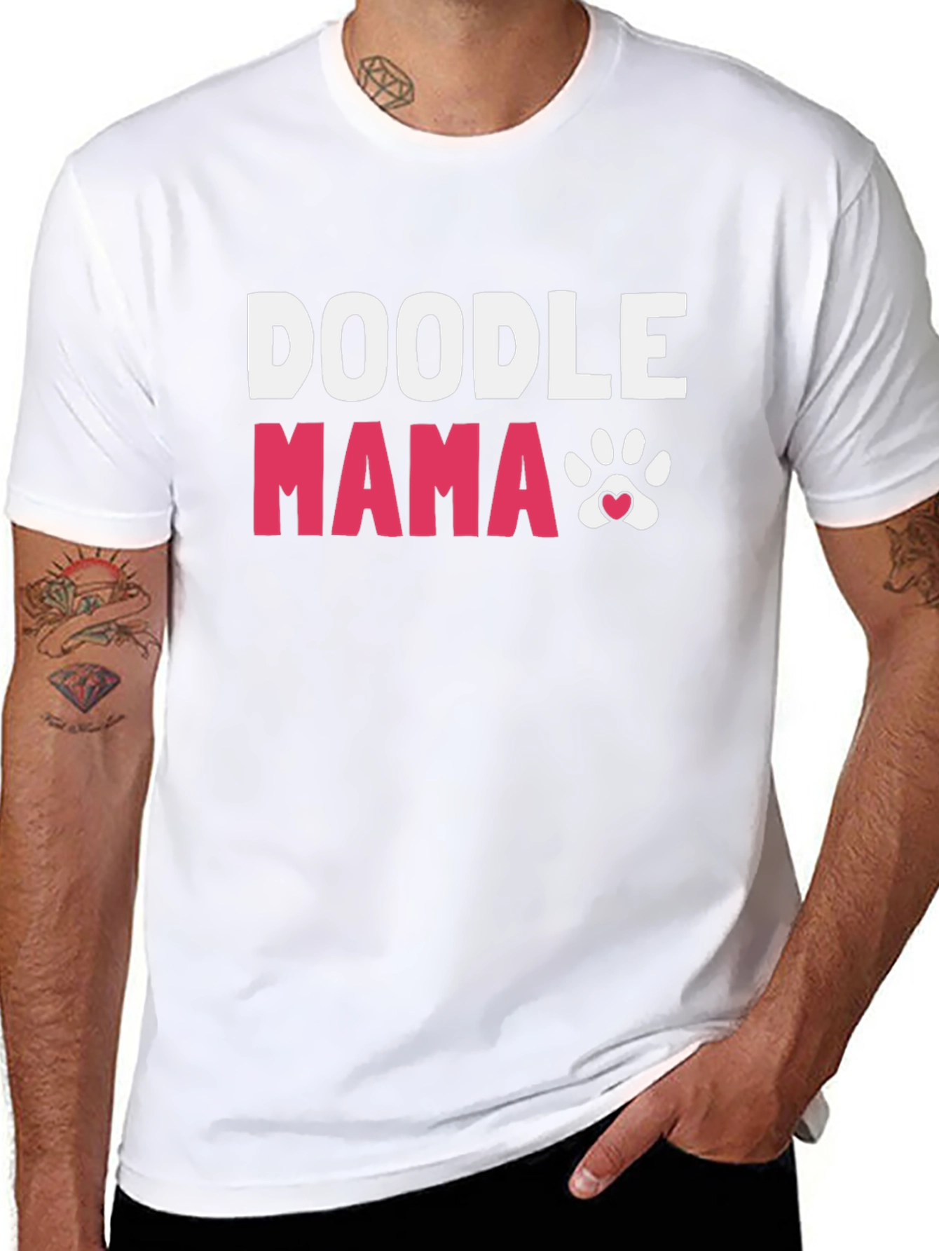 Black Doodle Mama Paw Print T-Shirt view 8