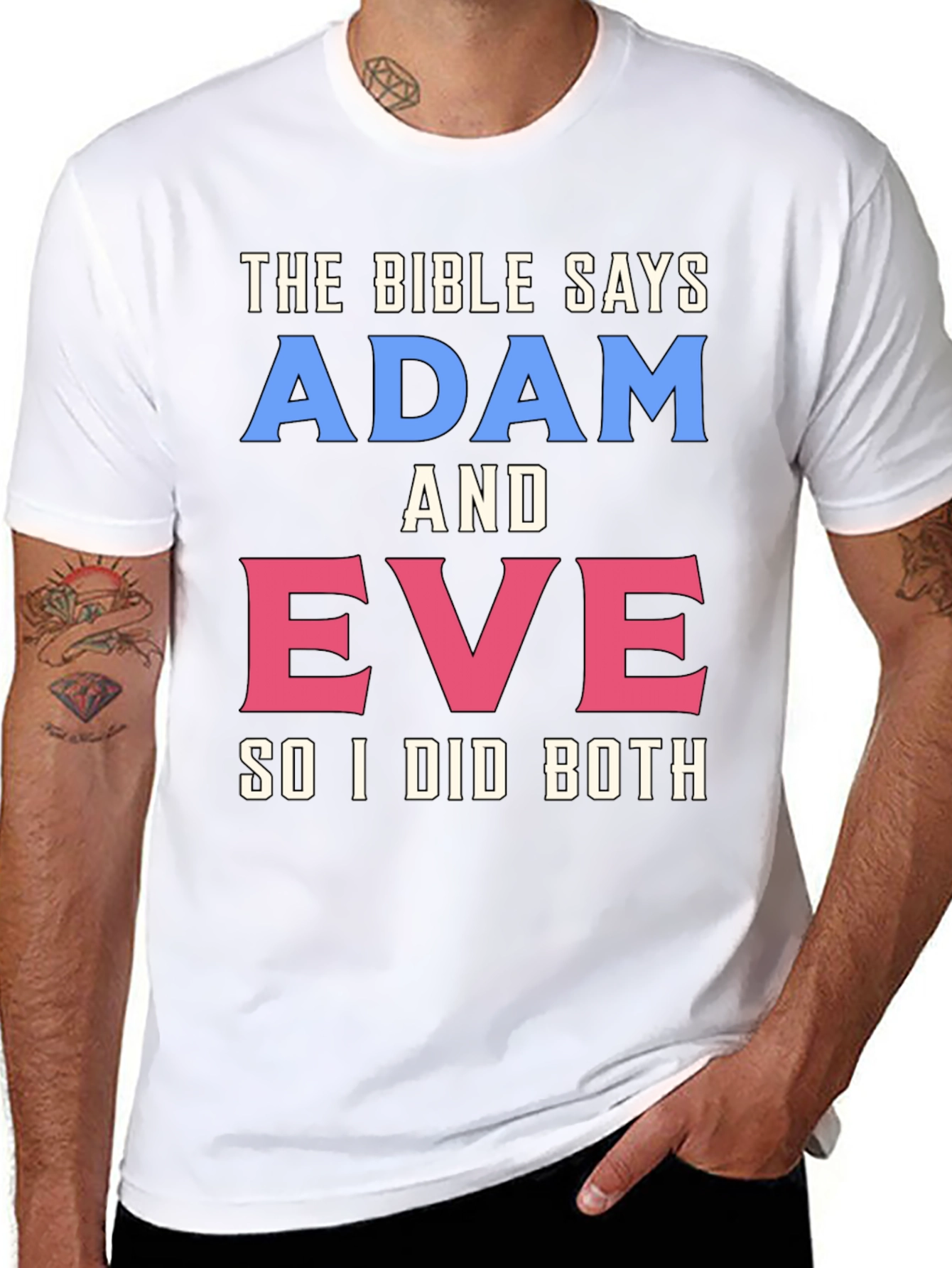 Black The Bible Says Adam & Eve T-Shirt view 8