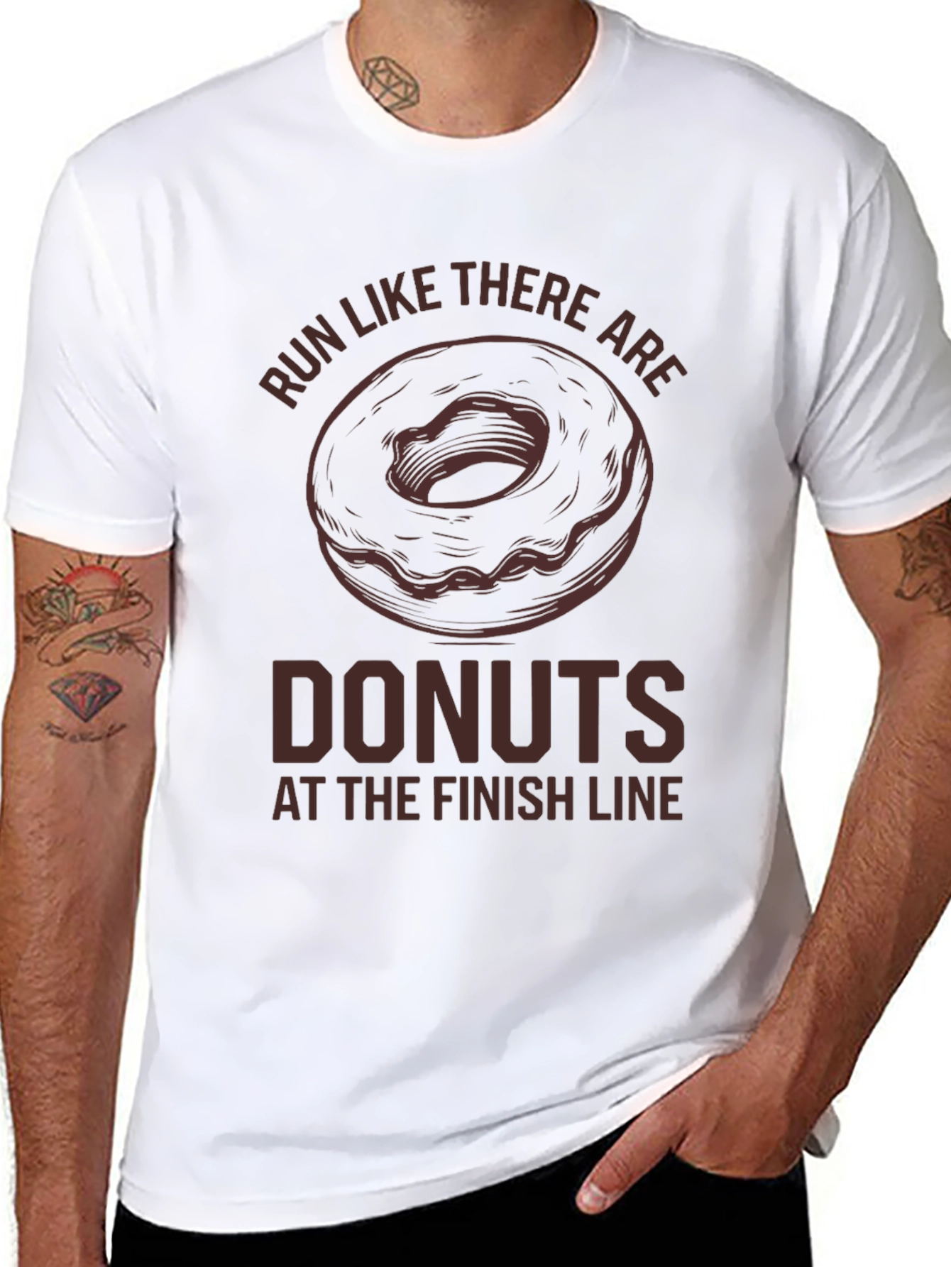 Black Run For Donuts T-Shirt - Funny Running Tee view 8