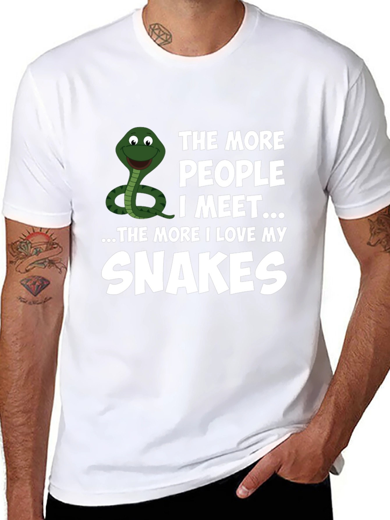 Black Funny Snake Lover T-Shirt: The More People I Meet... view 8