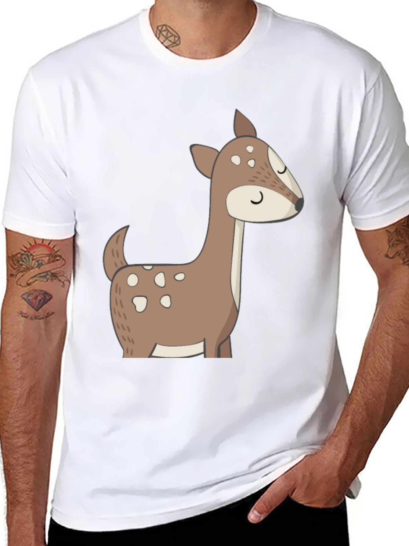 Black Cute Deer Graphic Tee - Black T-Shirt view 8