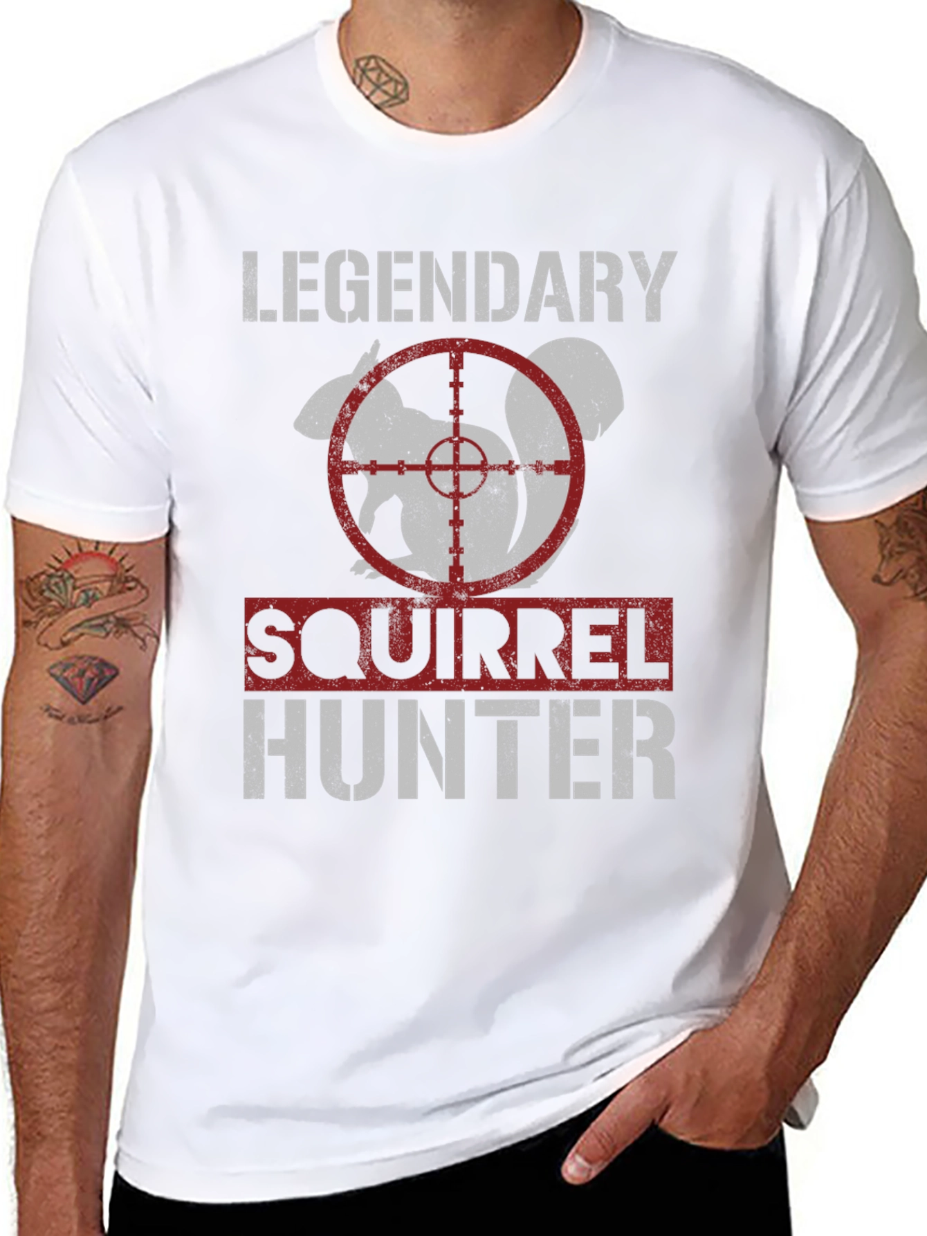 Black Legendary Squirrel Hunter T-Shirt - Funny Hunting Tee view 8