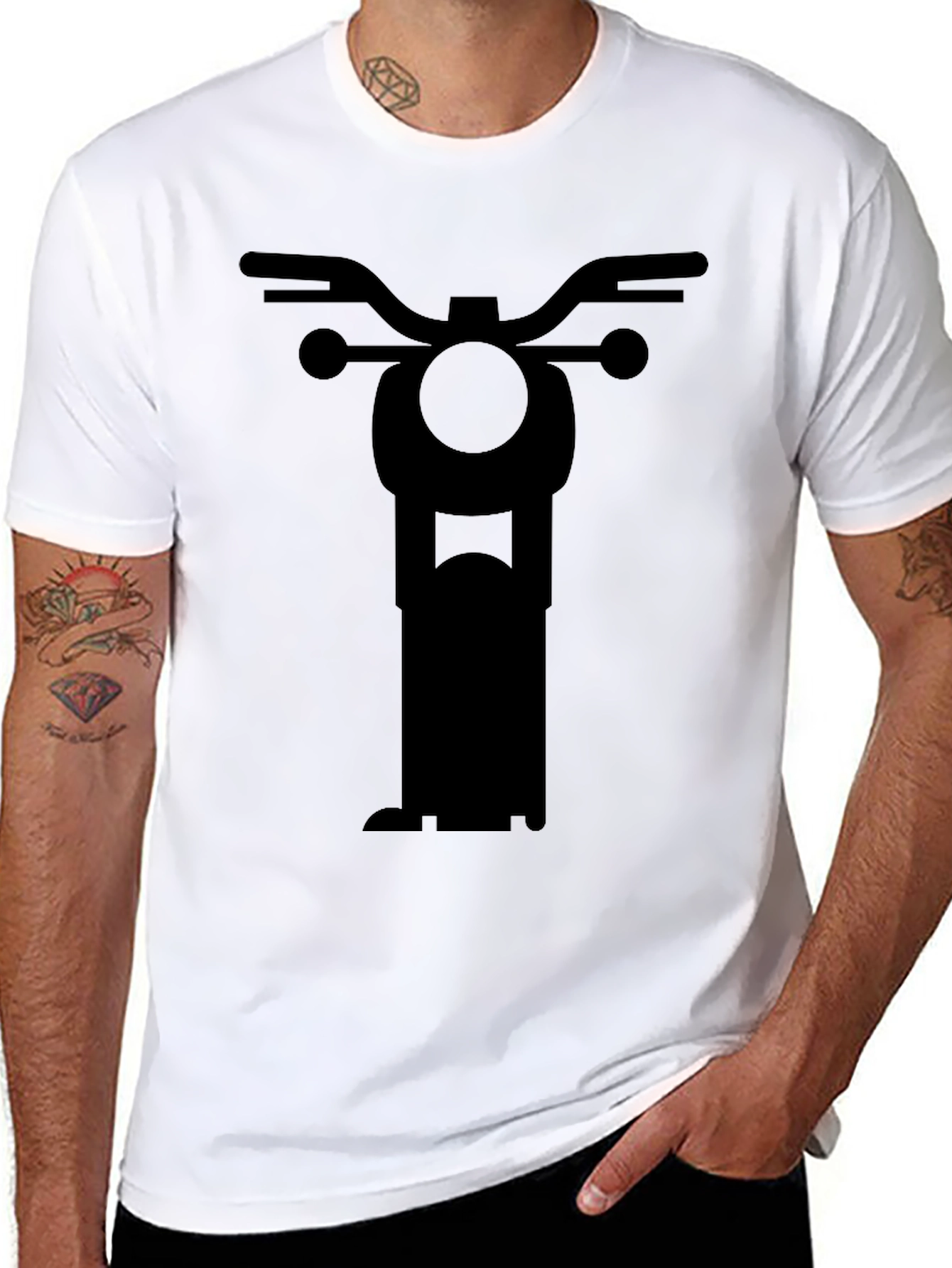 Black Motorcycle Graphic Tee - Classic Ride Style view 8