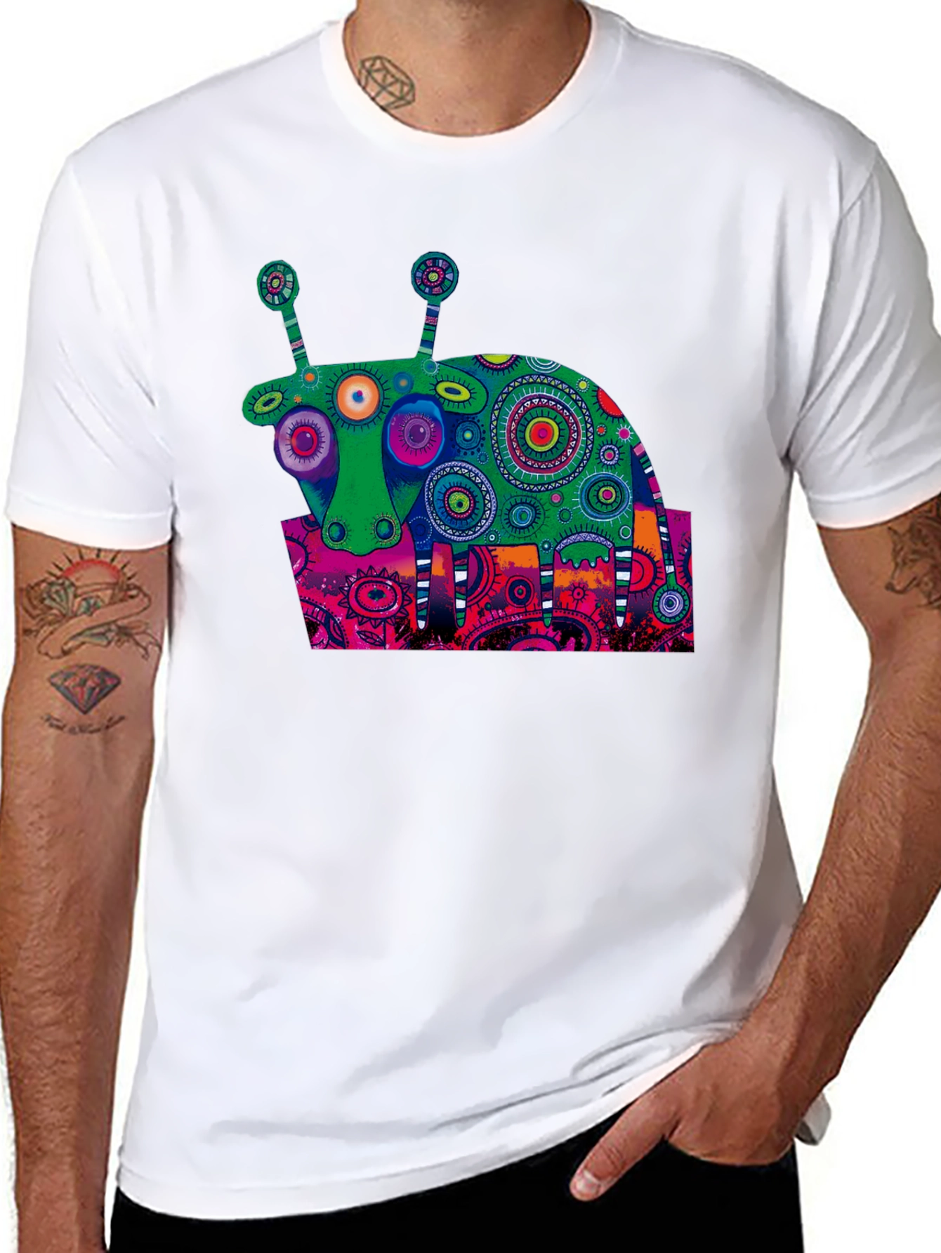 Black Abstract Art Cow T-Shirt - Unique Graphic Tee view 8