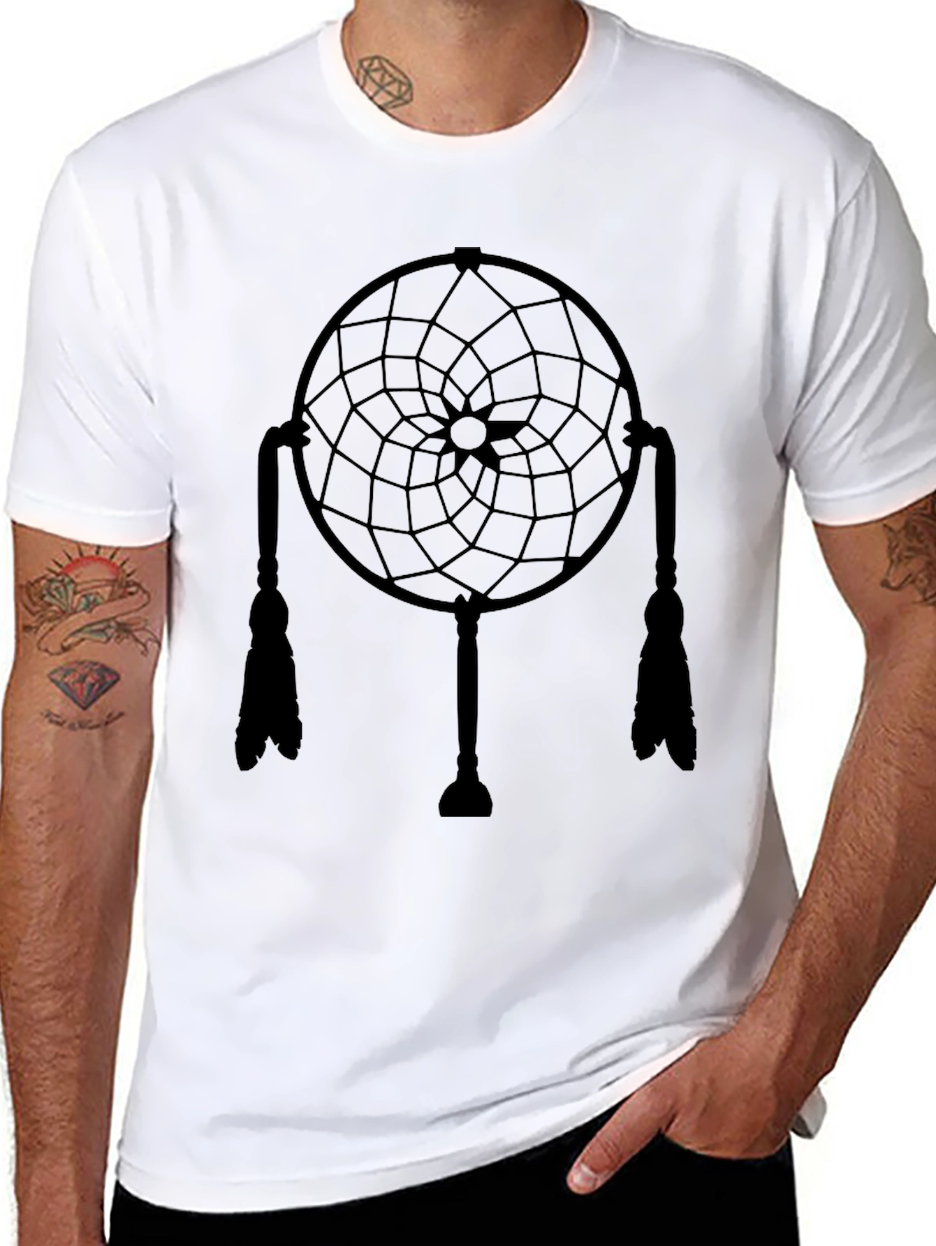 Black Dreamcatcher Graphic Tee - Unisex Black T-Shirt view 8