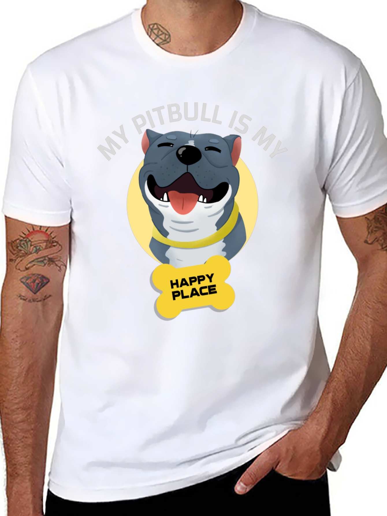 Black My Pitbull is My Happy Place T-Shirt view 8