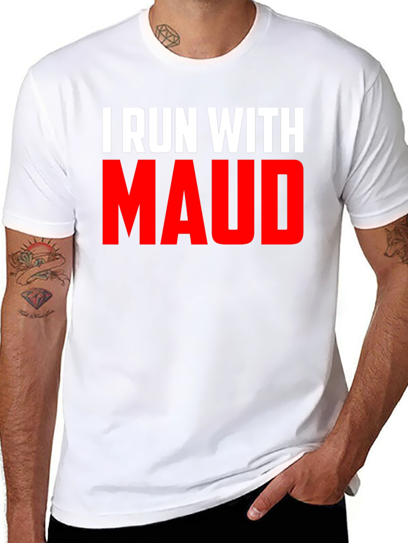 Black I Run With Maud Graphic Tee - Black Cotton T-Shirt view 8