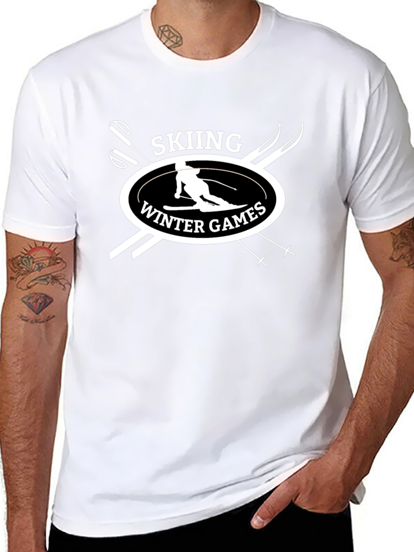 Black Skiing Winter Games Black T-Shirt view 8