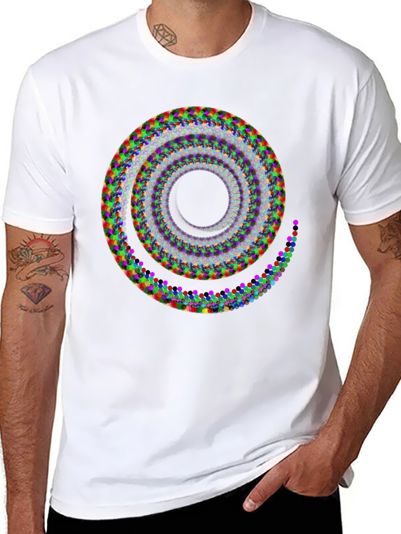 Black Abstract Spiral Graphic T-Shirt - Modern Art Design view 8