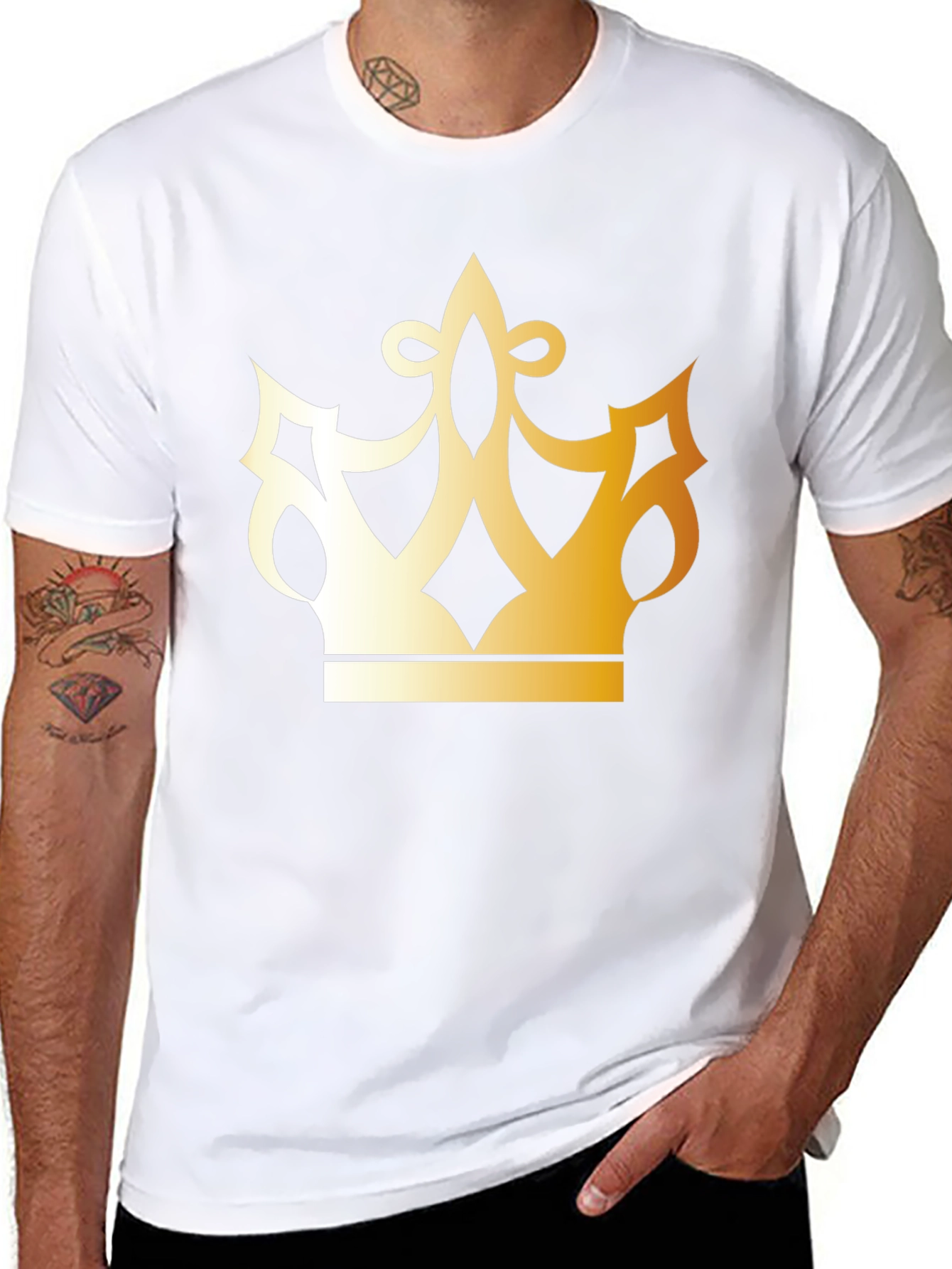 Black Golden Crown Graphic Black T-Shirt view 8