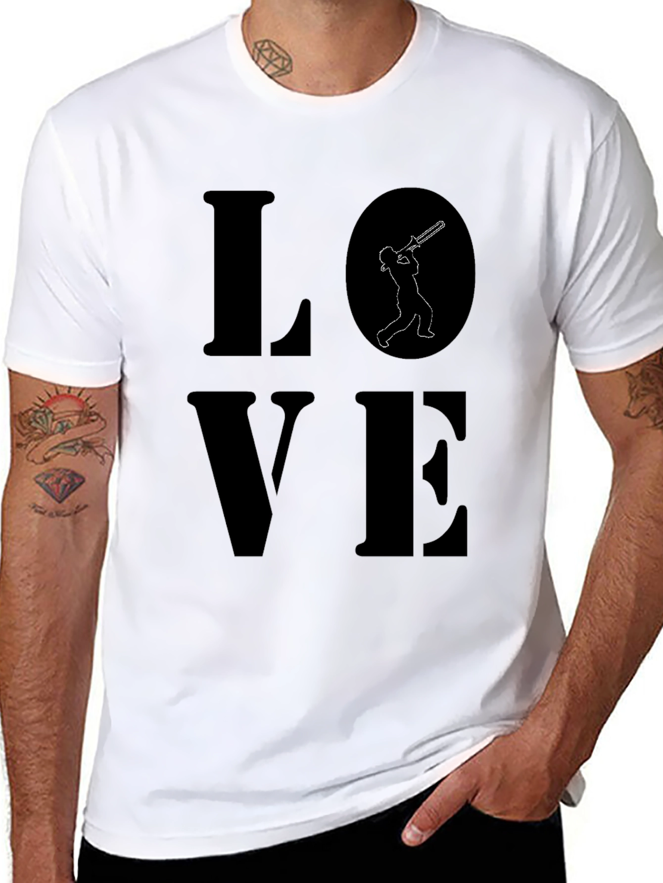Black LOVE Trombone T-Shirt, Music Tee view 8