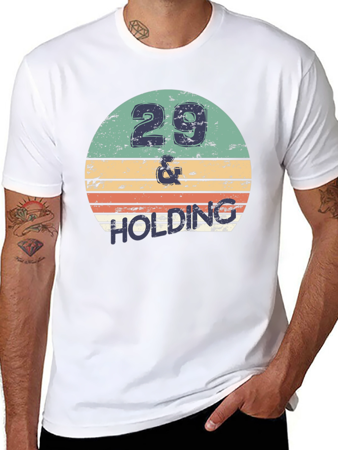 Black 29 & Holding Birthday T-Shirt Retro Design view 8