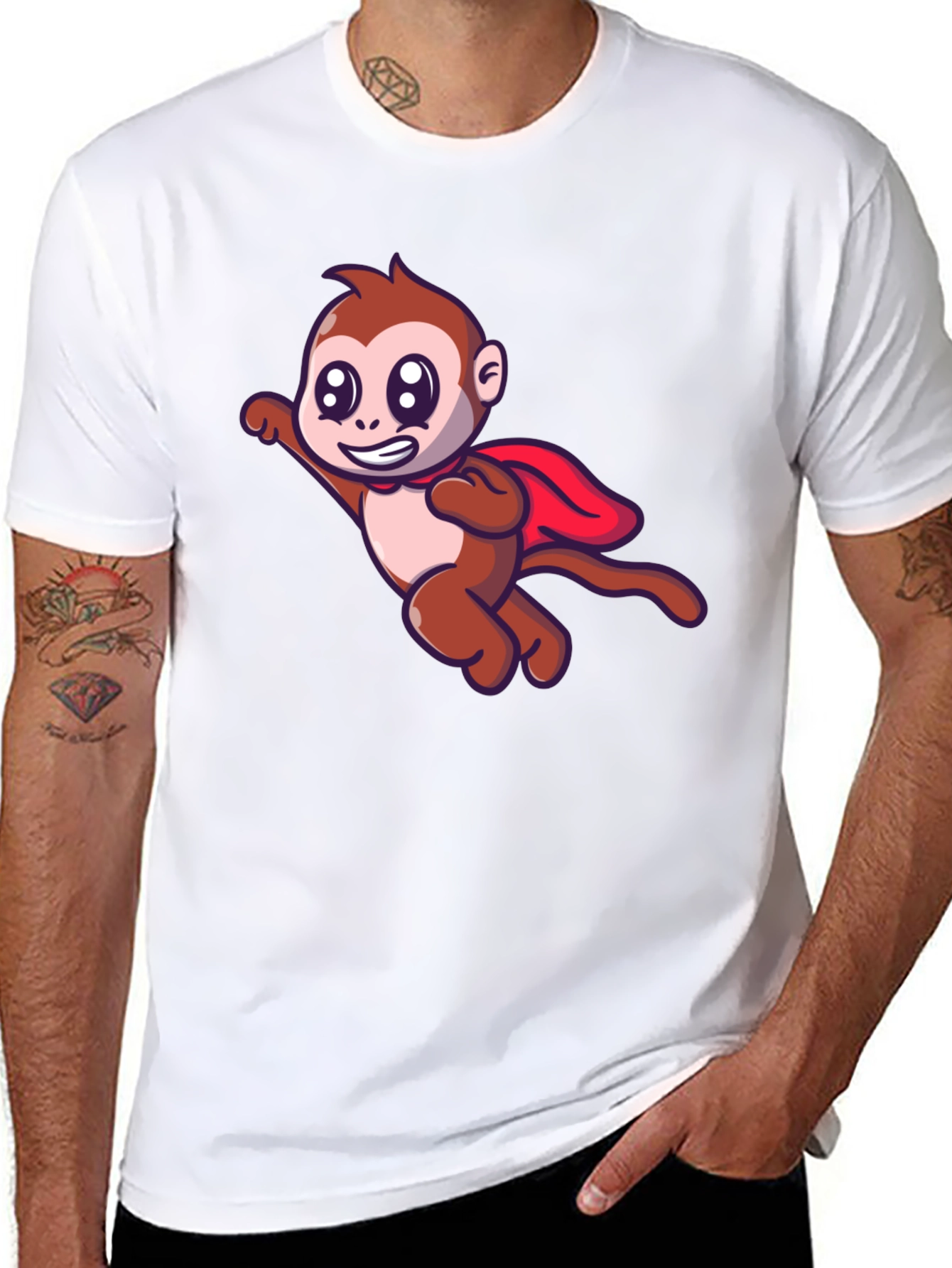 Black Superhero Monkey Black T-Shirt view 8