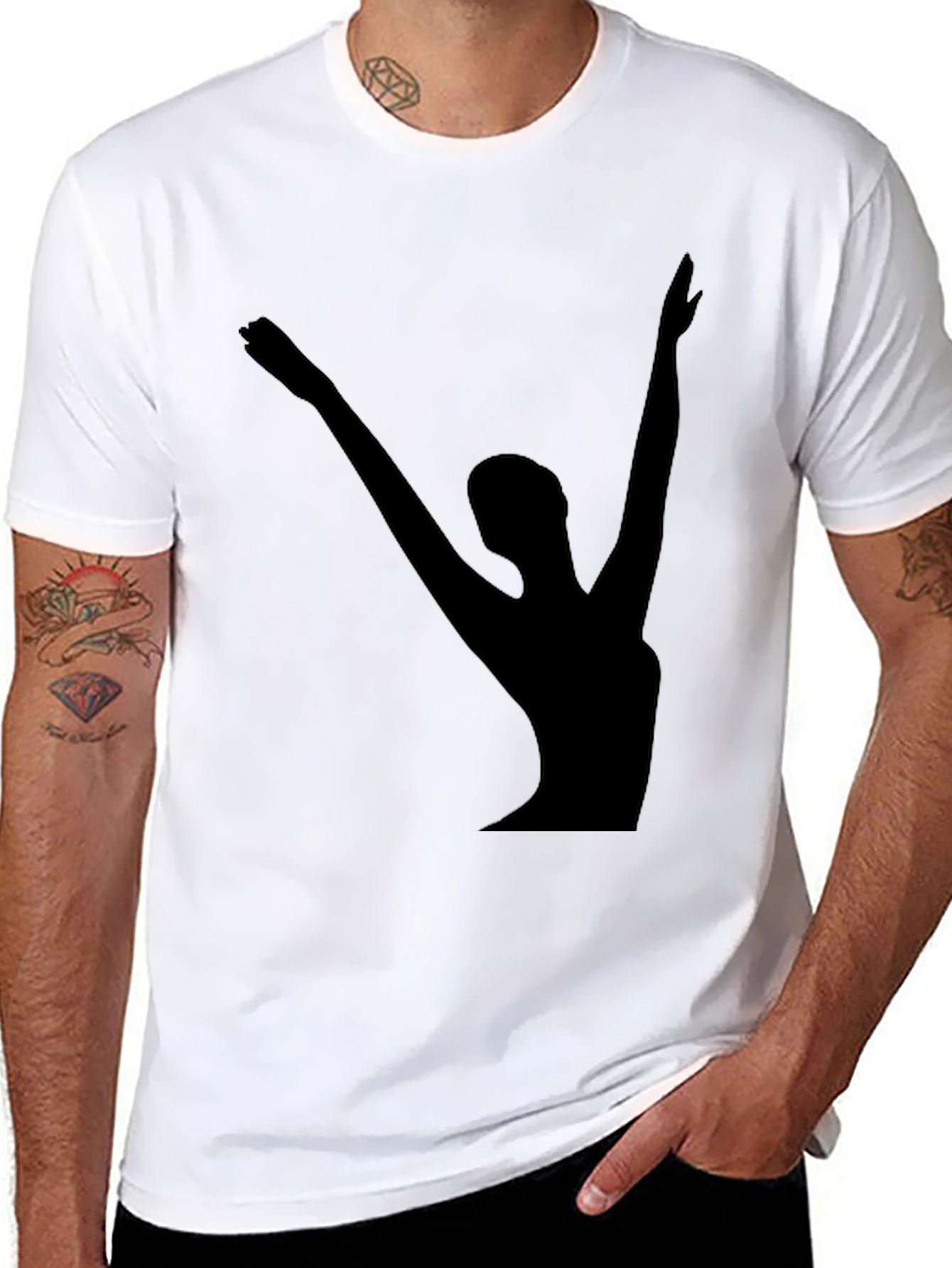 Black Silhouette Dancer Graphic Tee - Classic Black Cotton T-Shirt view 8