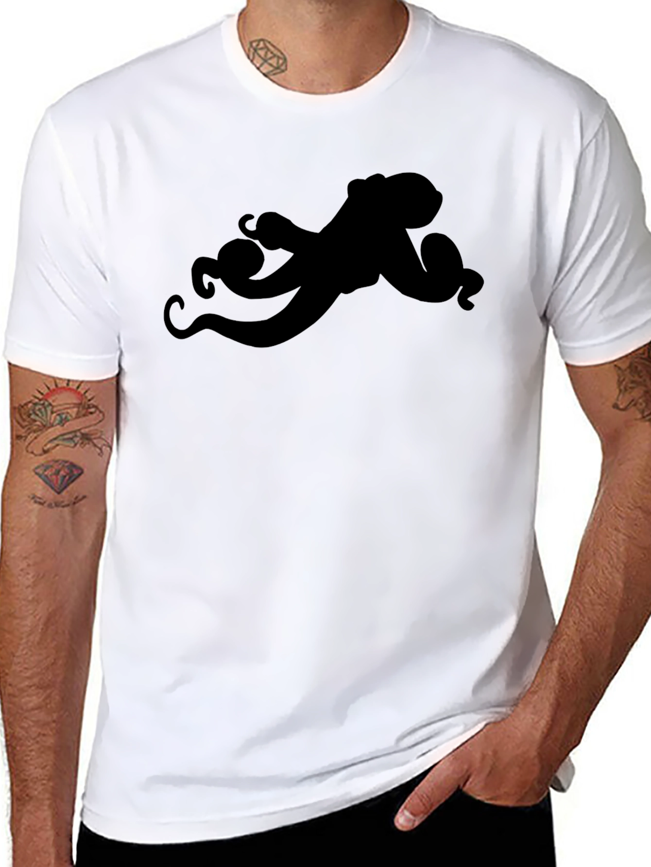 Black Black Octopus Graphic Tee - Unique Design view 8
