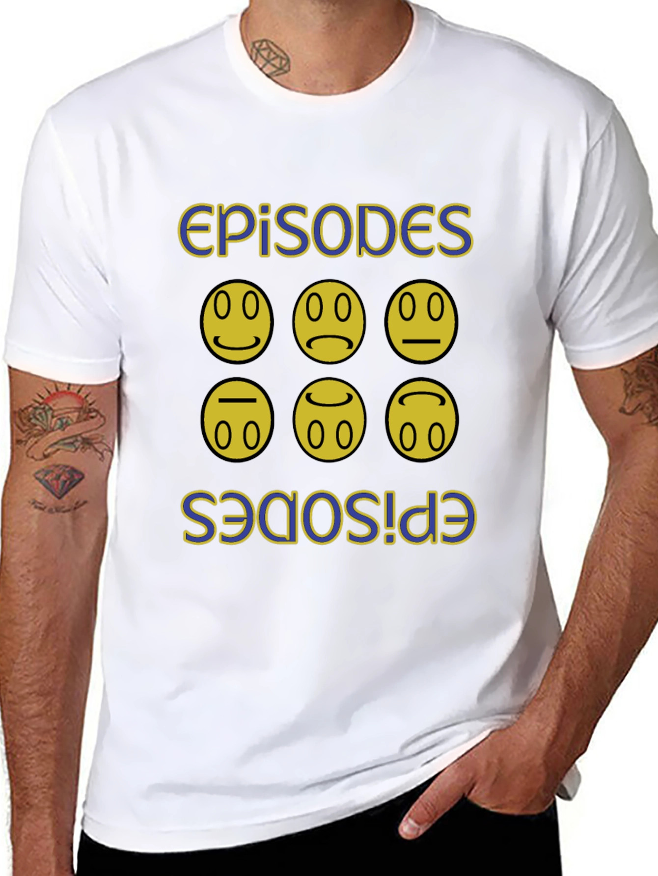 Black Episodes Faces Graphic Black T-Shirt view 8