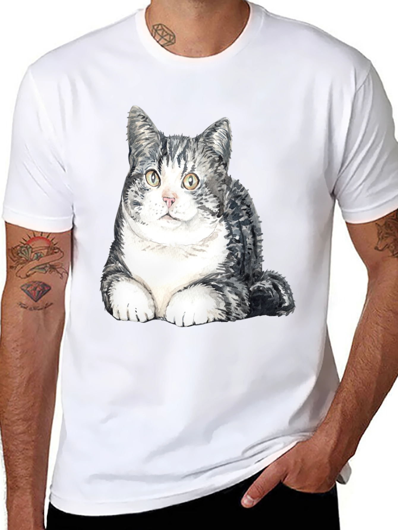 Black Cute Cat Graphic T-Shirt - Soft Cotton Blend view 8