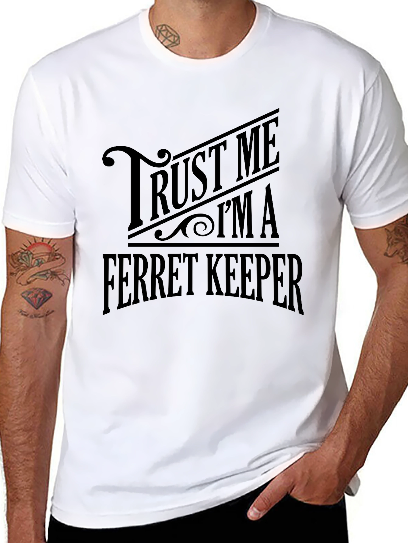 Black Trust Me I'm a Ferret Keeper Black T-Shirt view 8