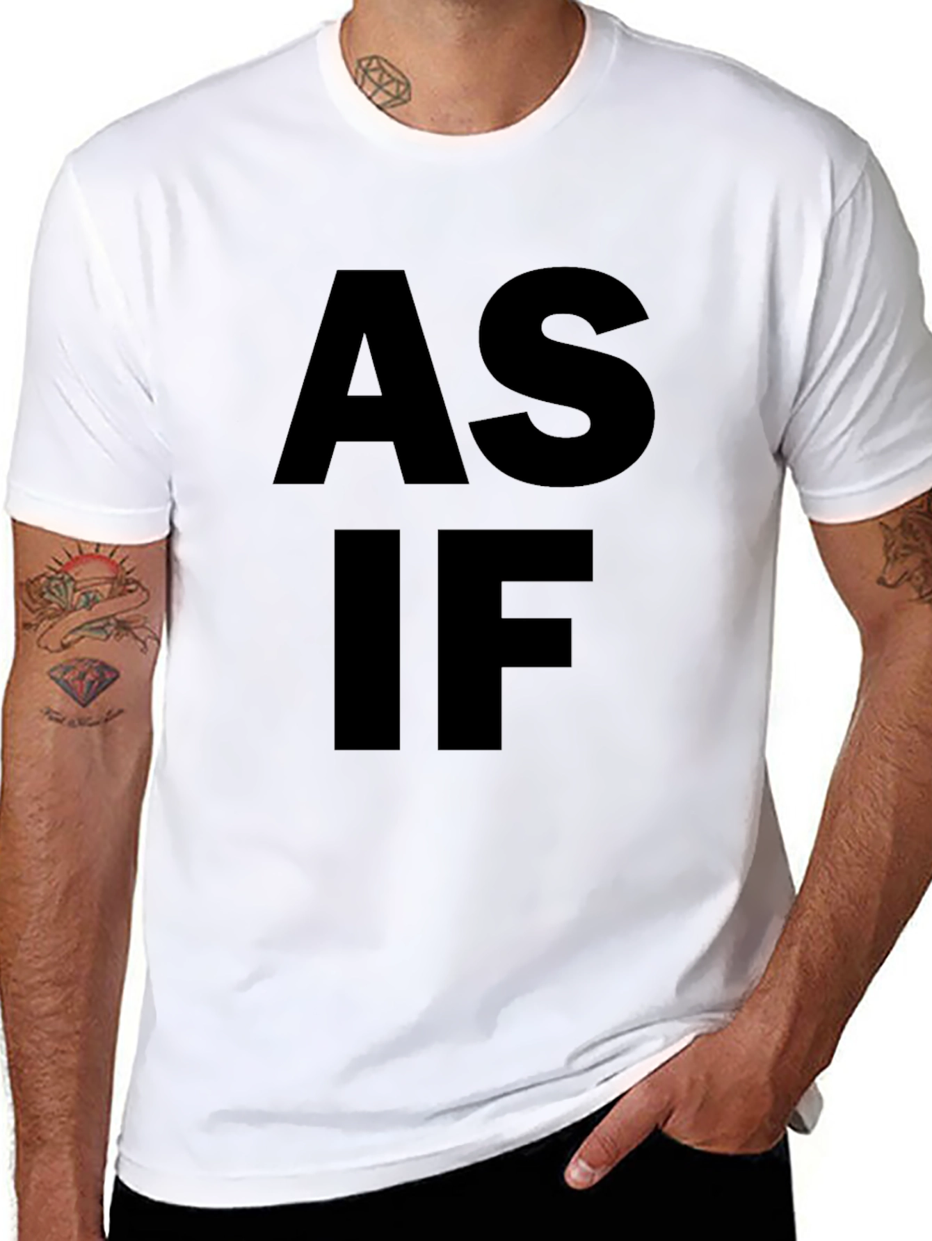 Black As If Graphic Tee - Bold Black Cotton T-Shirt view 8