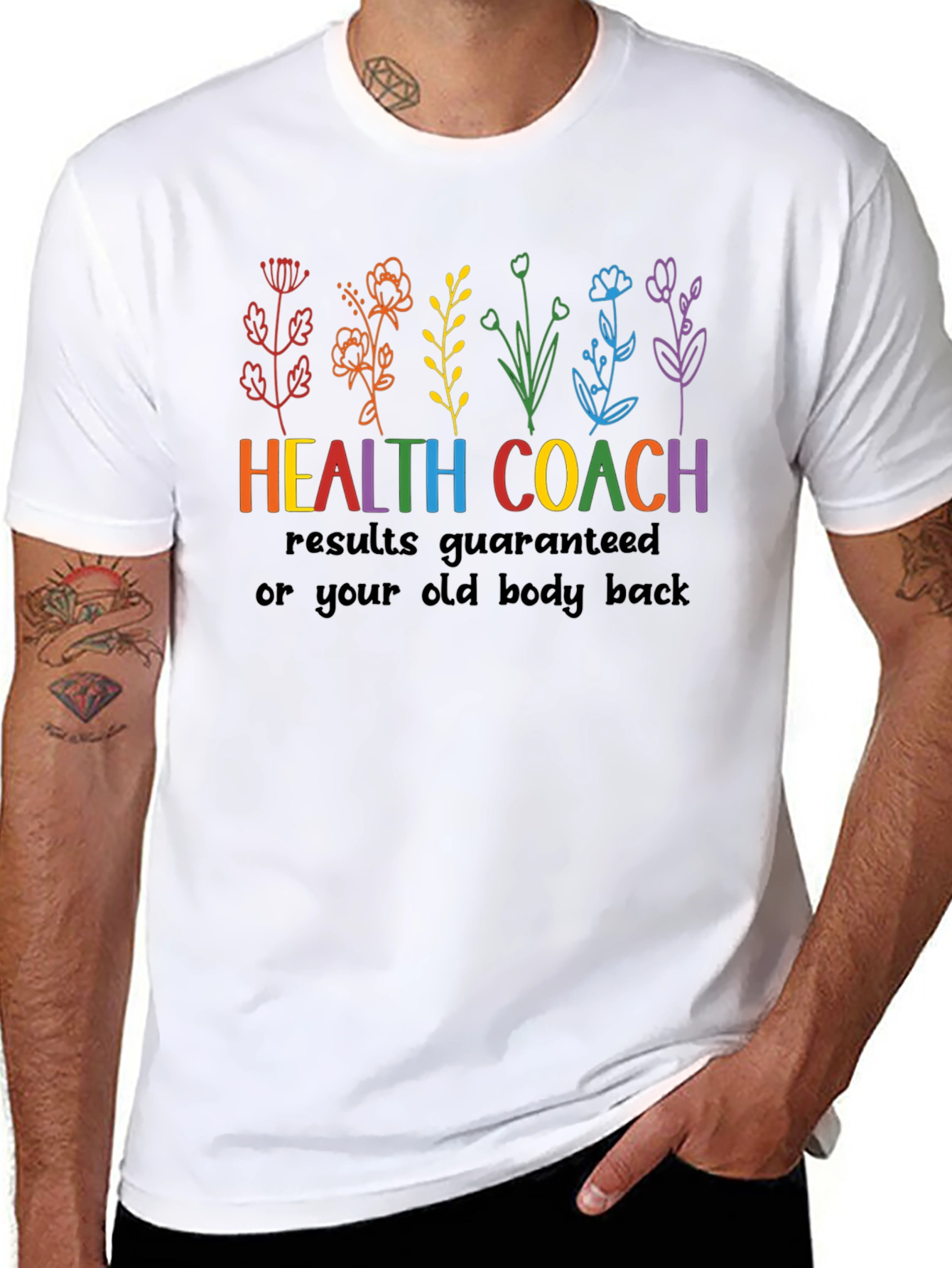 Black Health Coach T-Shirt Guaranteed Results Tee view 8