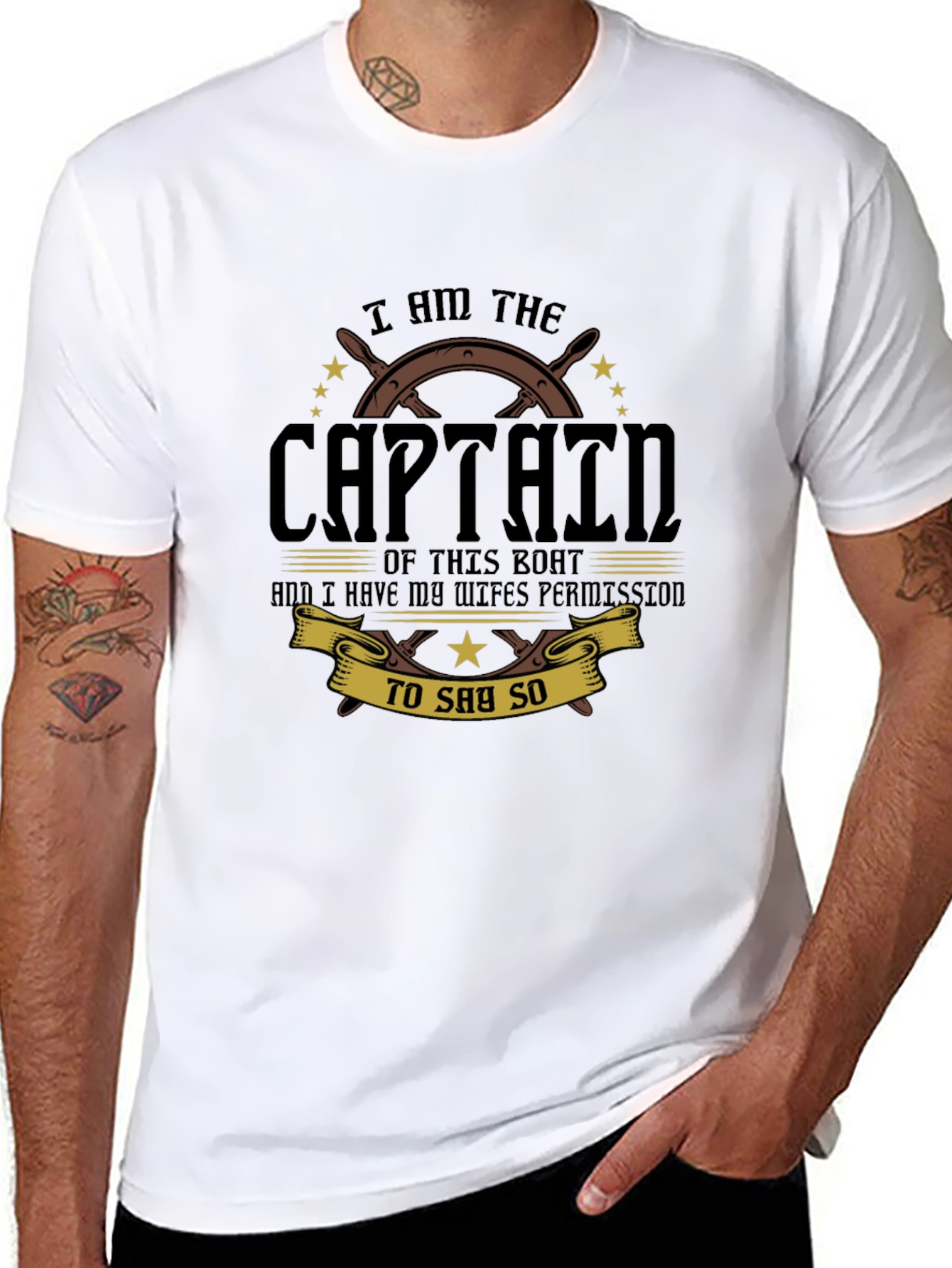 Black I Am The Captain T-Shirt view 8
