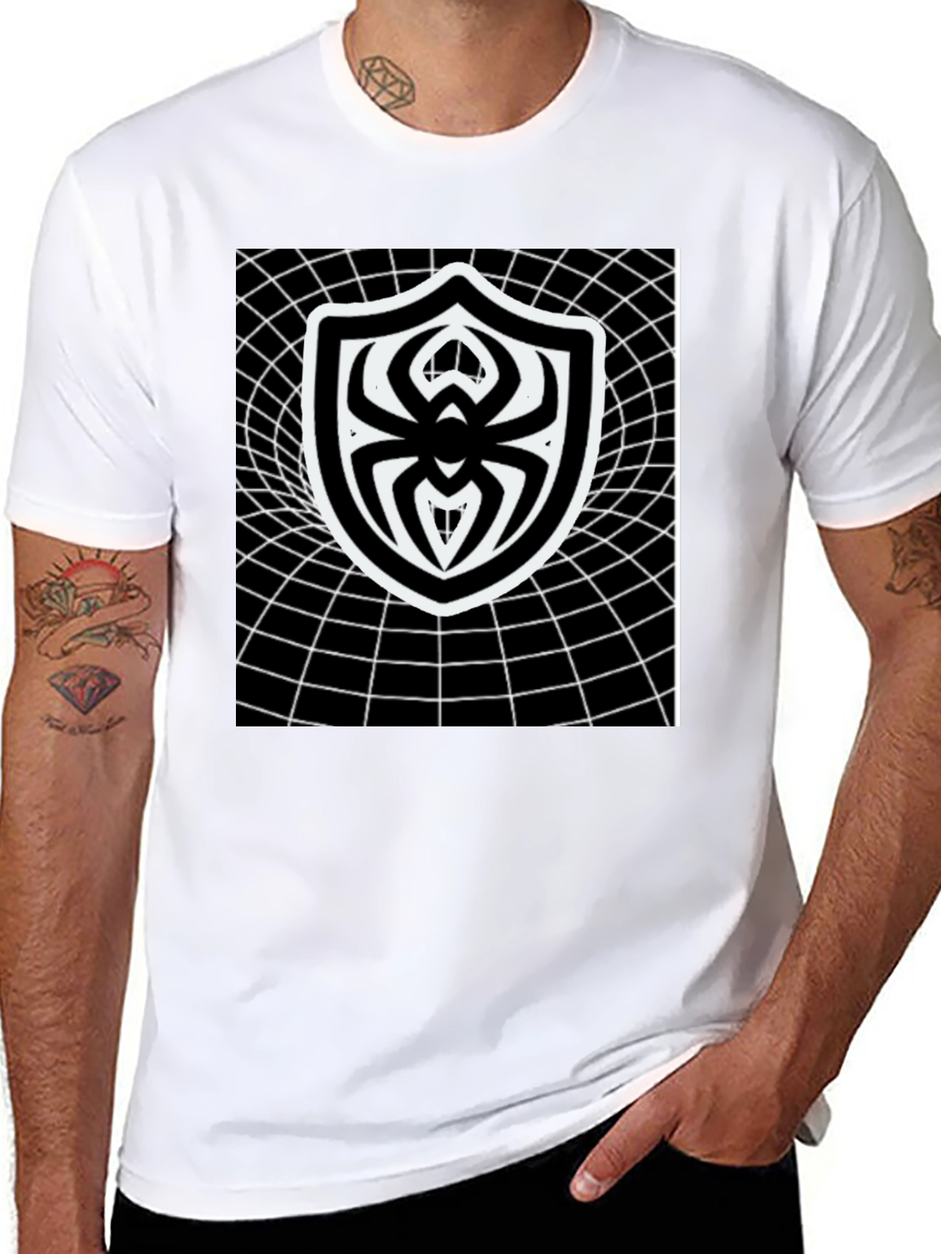 Black Spider Shield Black T-Shirt view 8