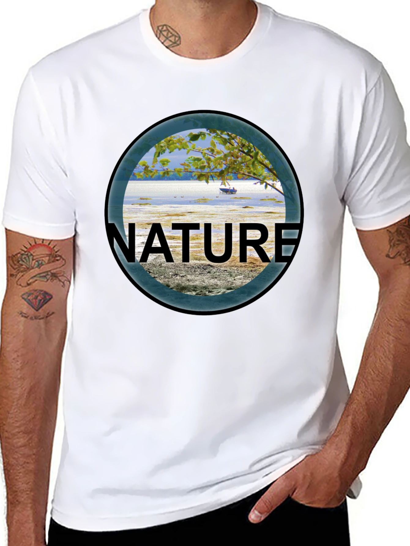 Black Nature Scene Graphic Black T-Shirt view 8