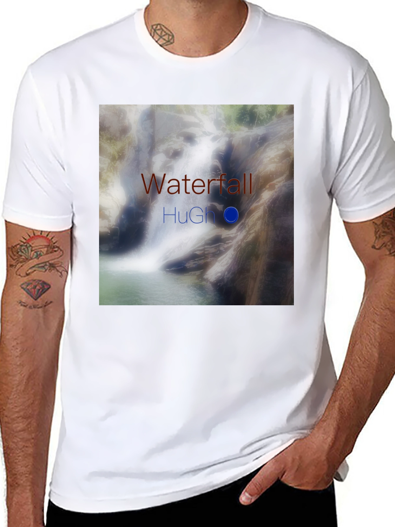 Black Waterfall Graphic Tee - Nature Inspired Design view 8