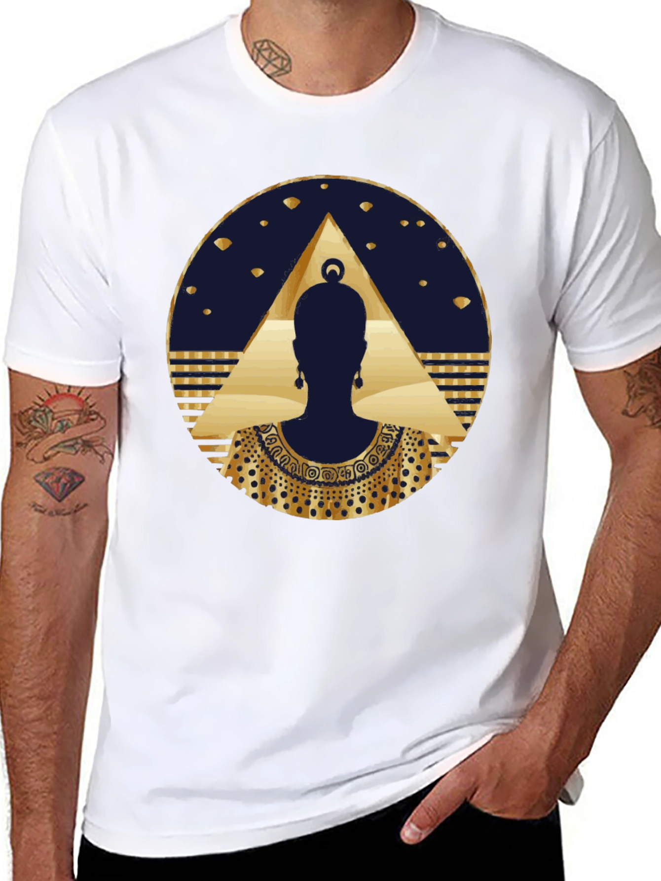 Black Egyptian Queen Graphic Tee - Black Cotton Blend view 8