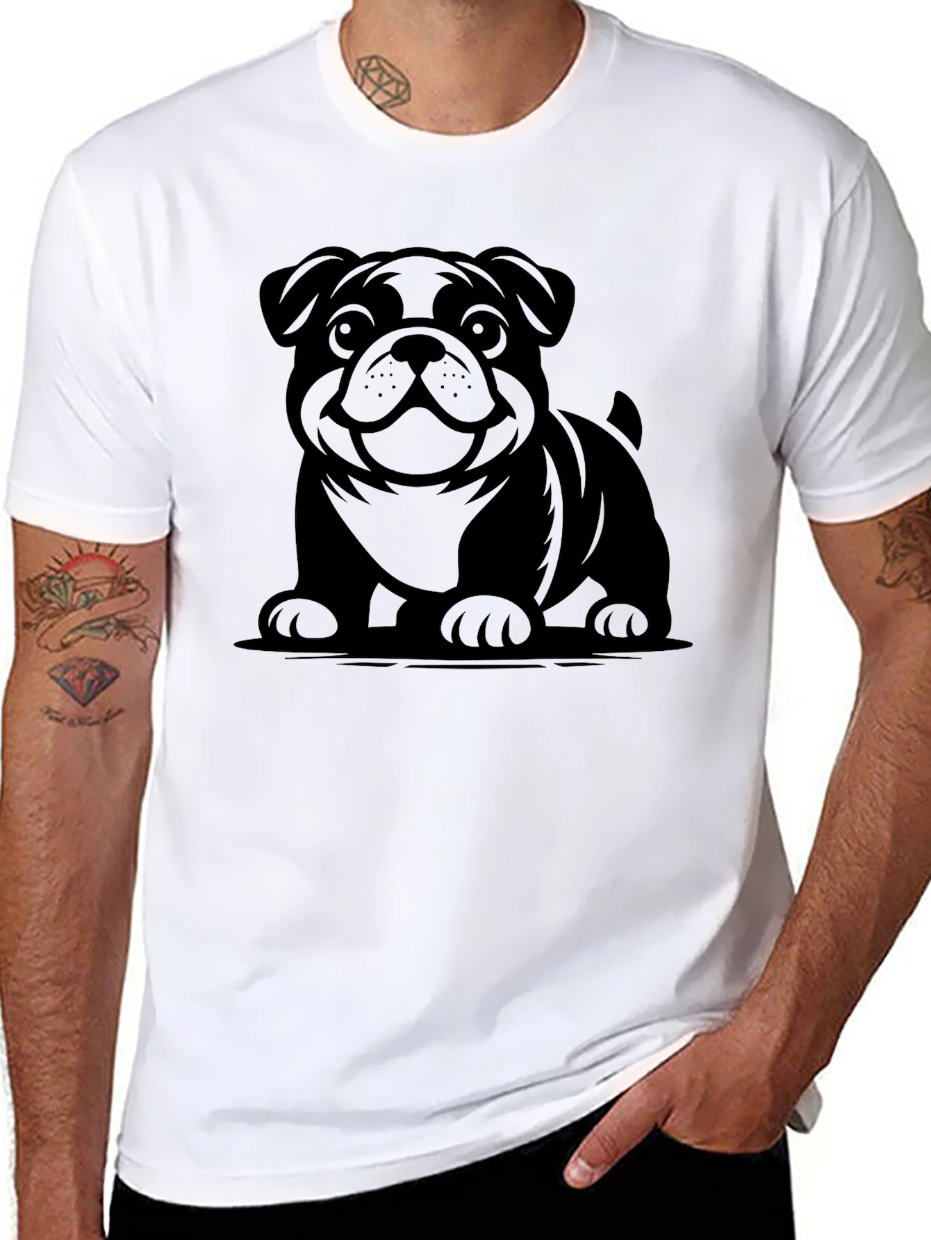 Black Bulldog Graphic Black T-Shirt view 8