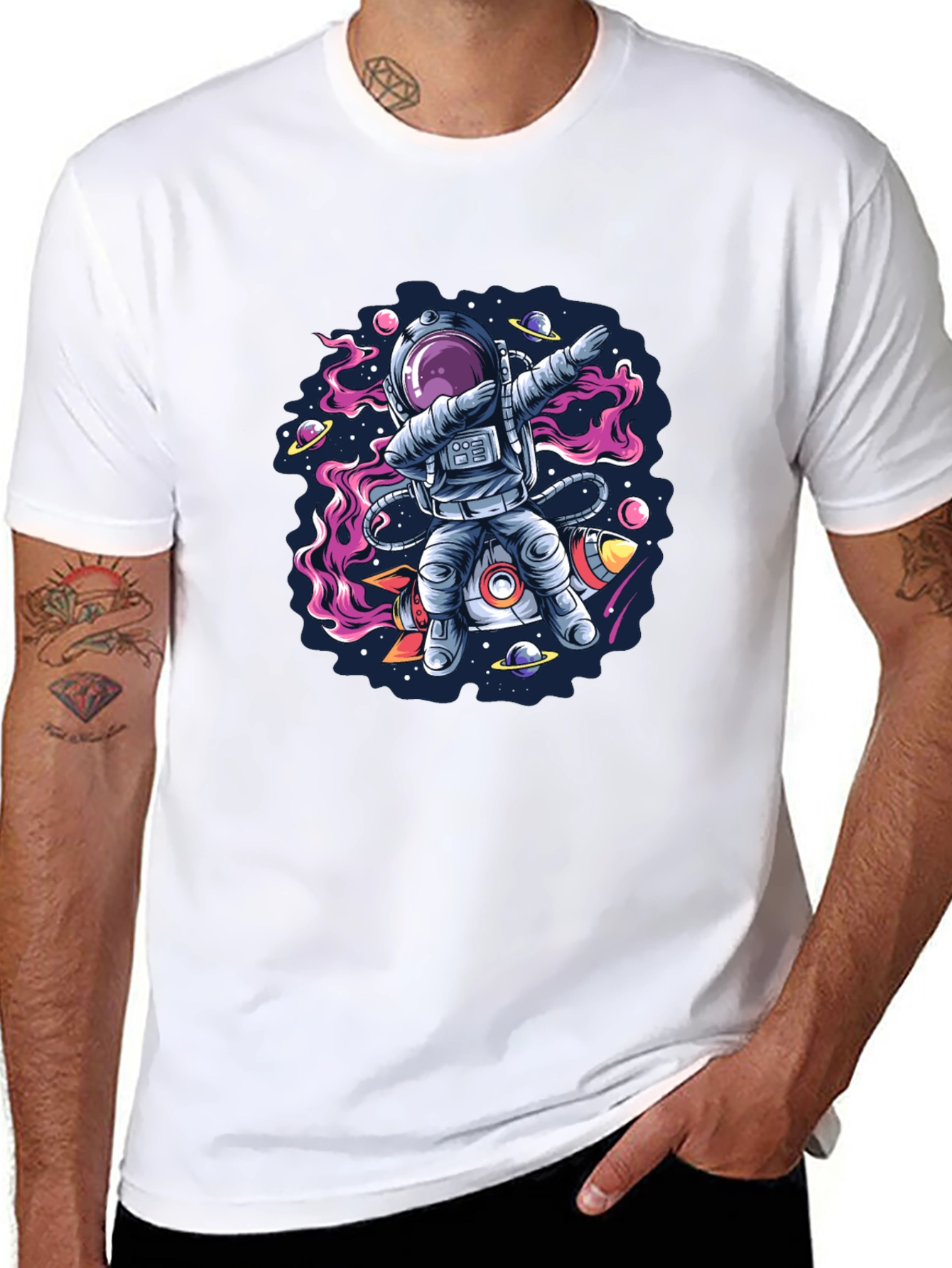 Black Astronaut Dab T-Shirt - Galaxy Space Design view 8