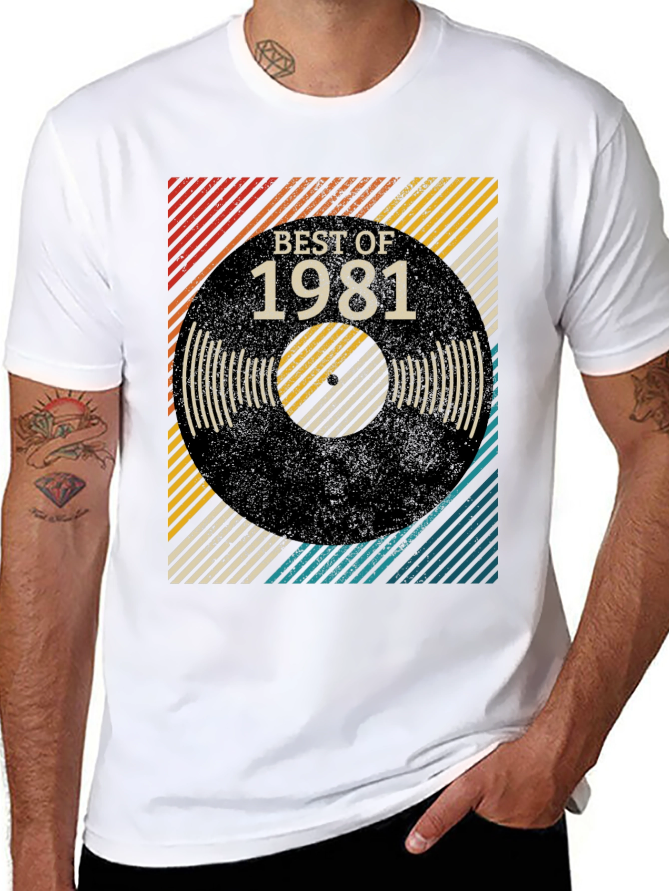 Black Best of 1981 Retro Vinyl T-Shirt view 8