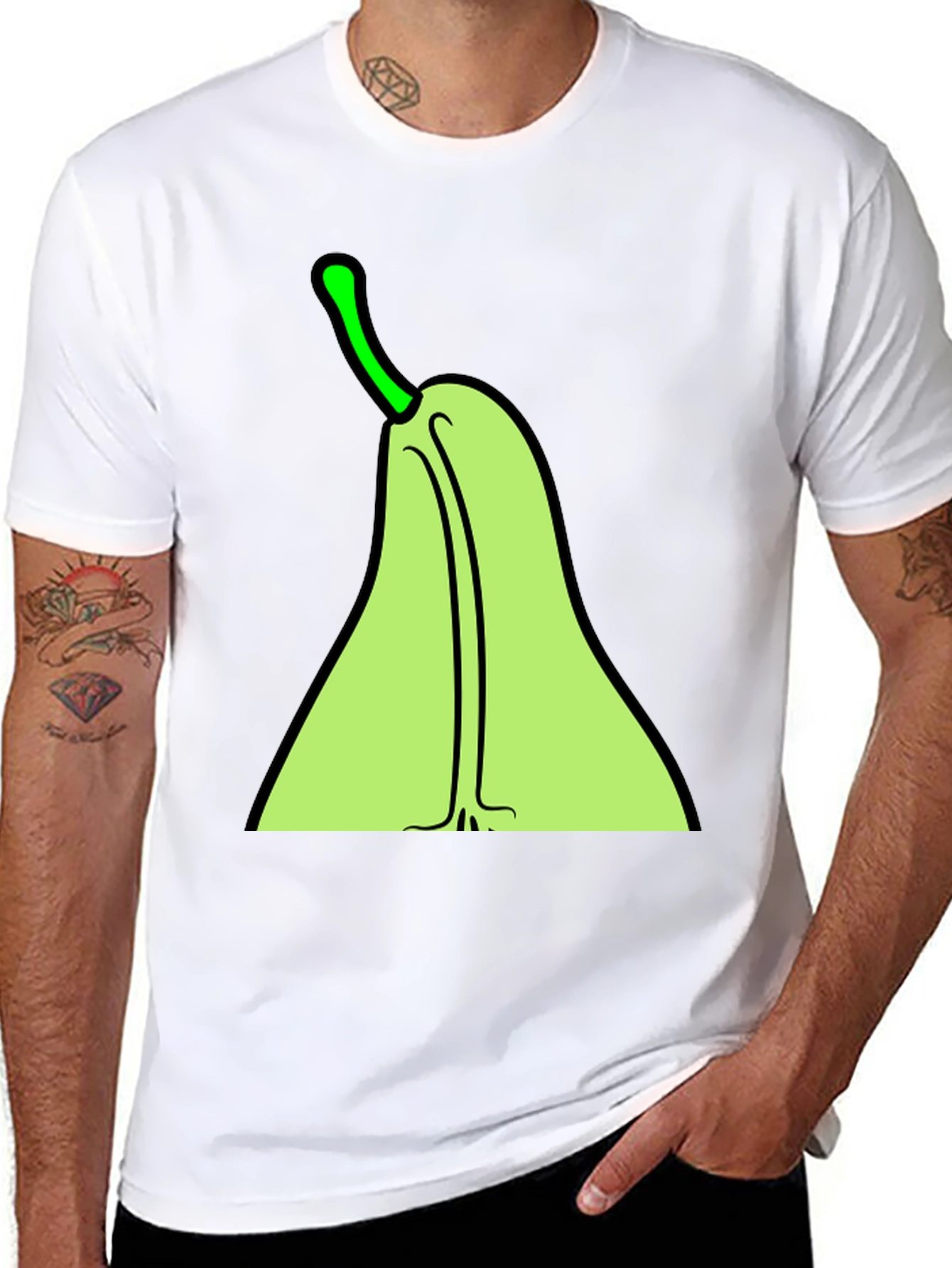 Black Pear Graphic Tee - Quirky Fruit T-Shirt view 8