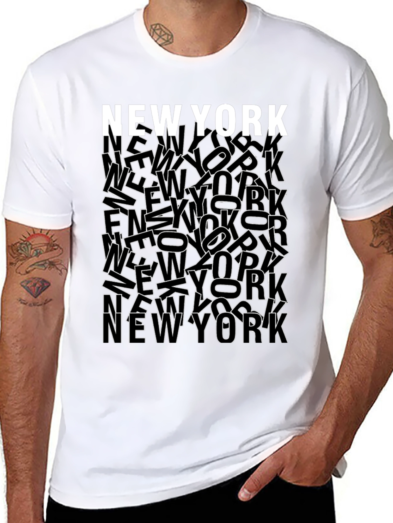 Black New York City Graphic Print Crew Neck T-Shirt view 8